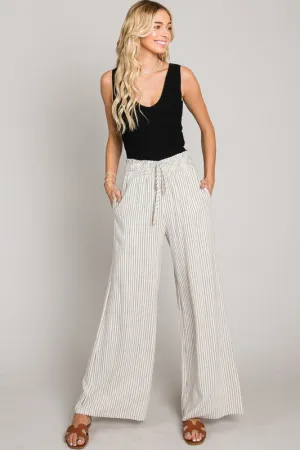Ella Wide Leg Linen Stripe Pants