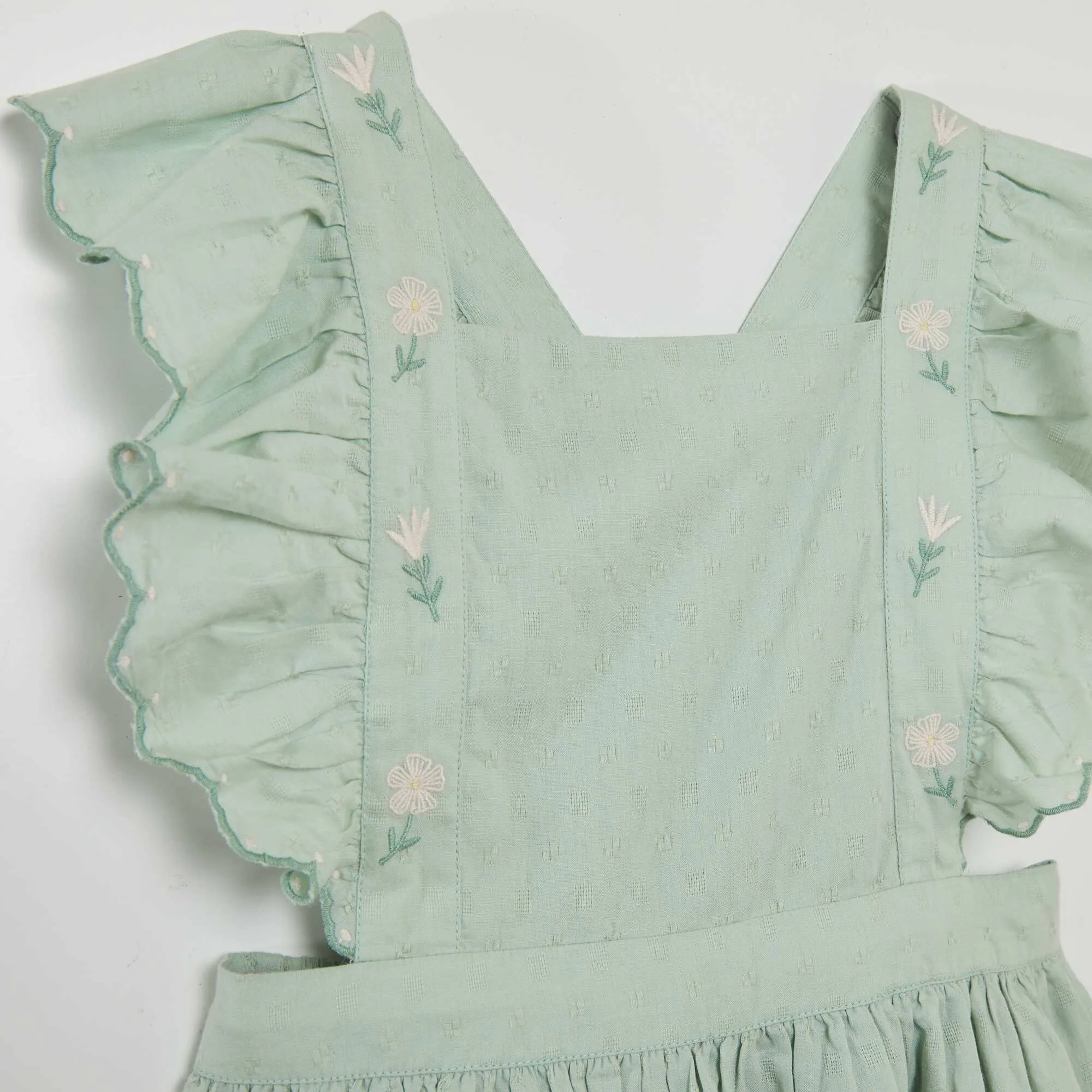 Embroidered pinafore dress blue