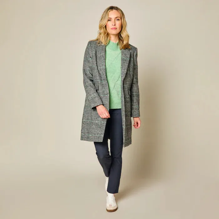 Emreco Long Sleeve Check Single Breasted Coat