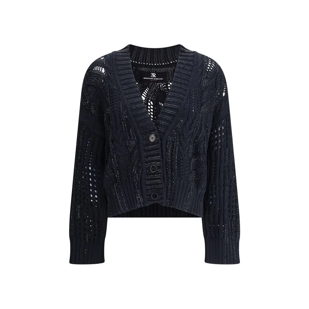 Ermanno Scervino Rhinestone cotton Cardigan