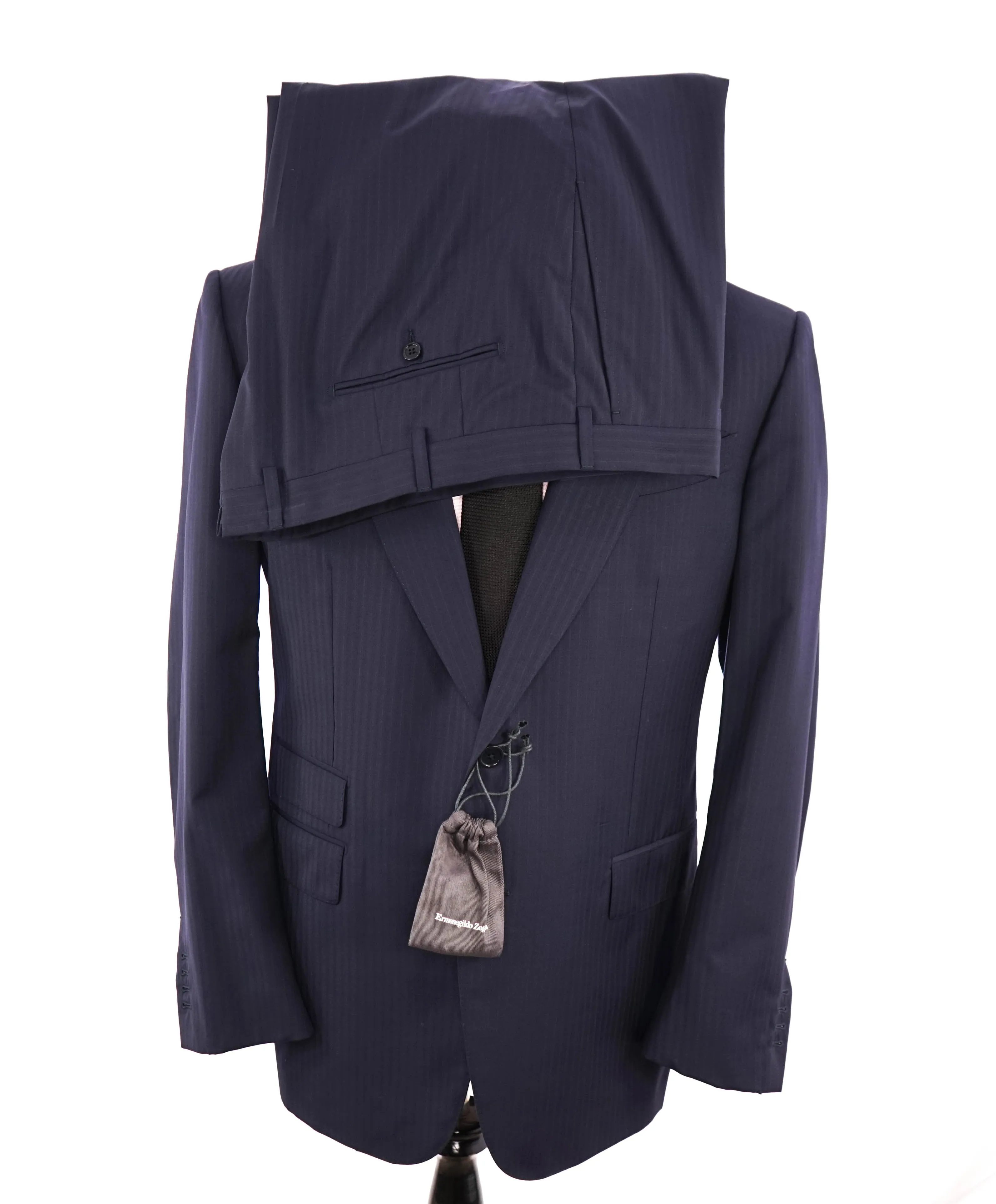 ERMENEGILDO ZEGNA -“ACHILLFARM" SILK Blend BLUE Tonal Textured Suit - 48R