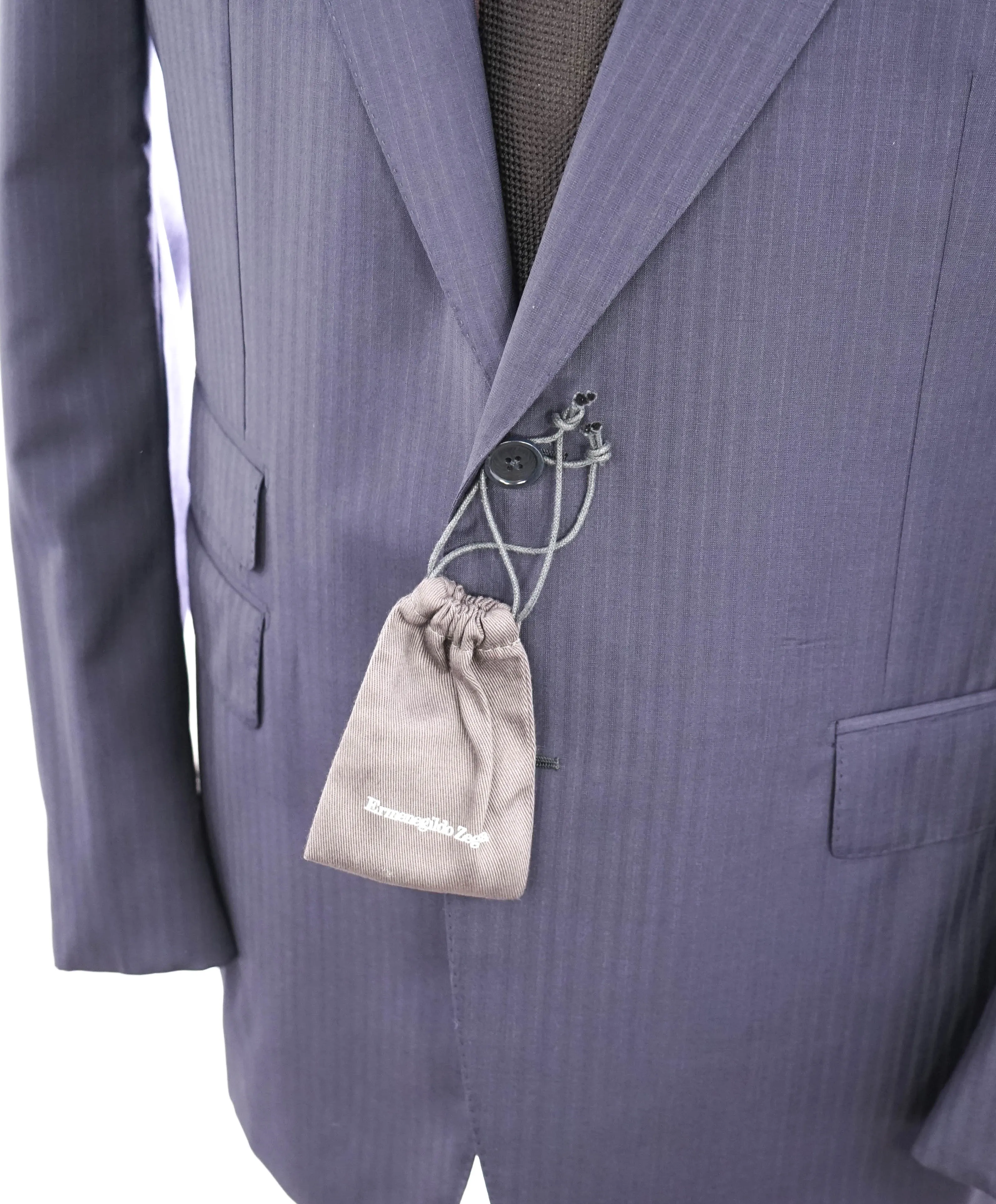 ERMENEGILDO ZEGNA -“ACHILLFARM" SILK Blend BLUE Tonal Textured Suit - 48R