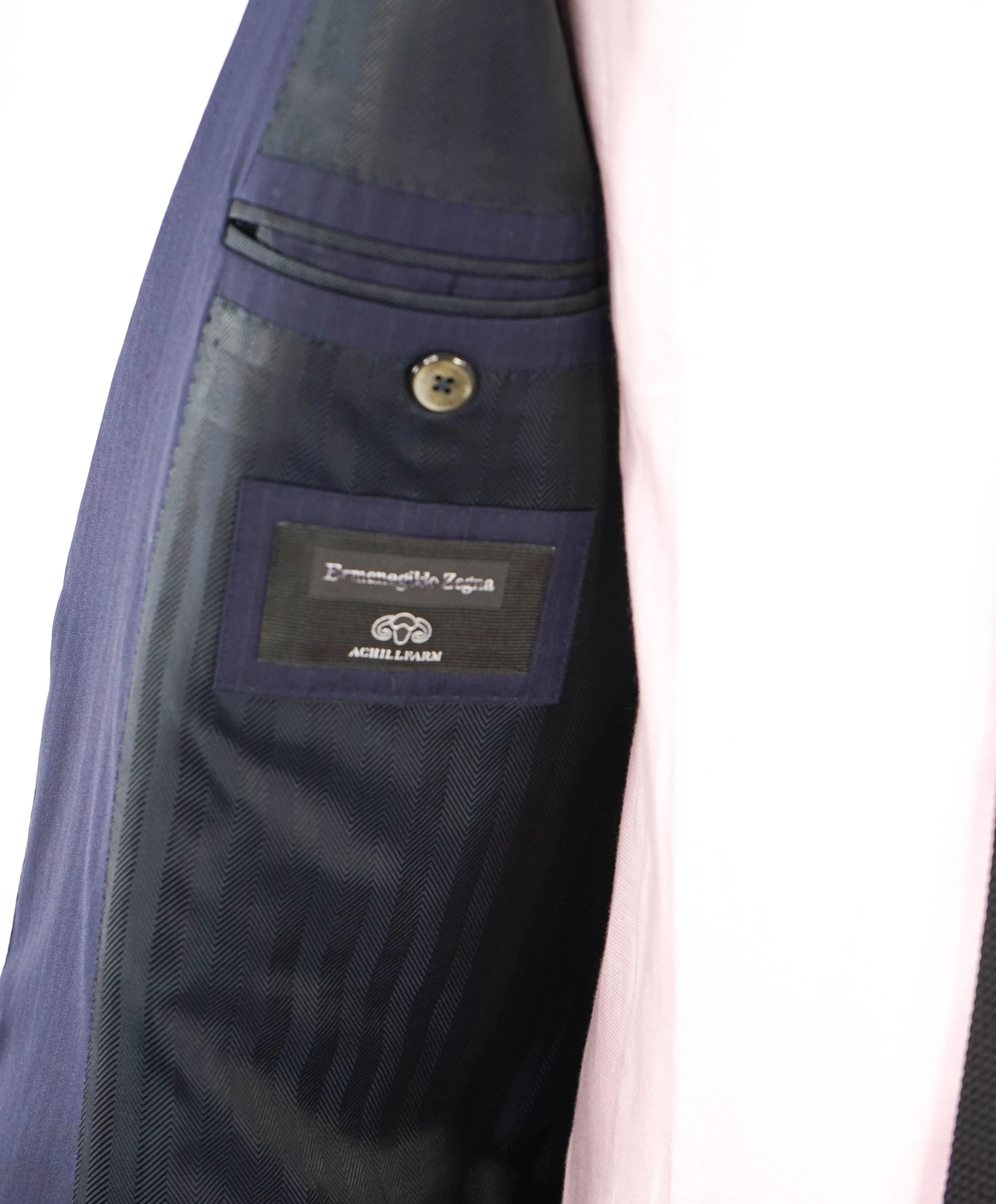 ERMENEGILDO ZEGNA -“ACHILLFARM" SILK Blend BLUE Tonal Textured Suit - 48R