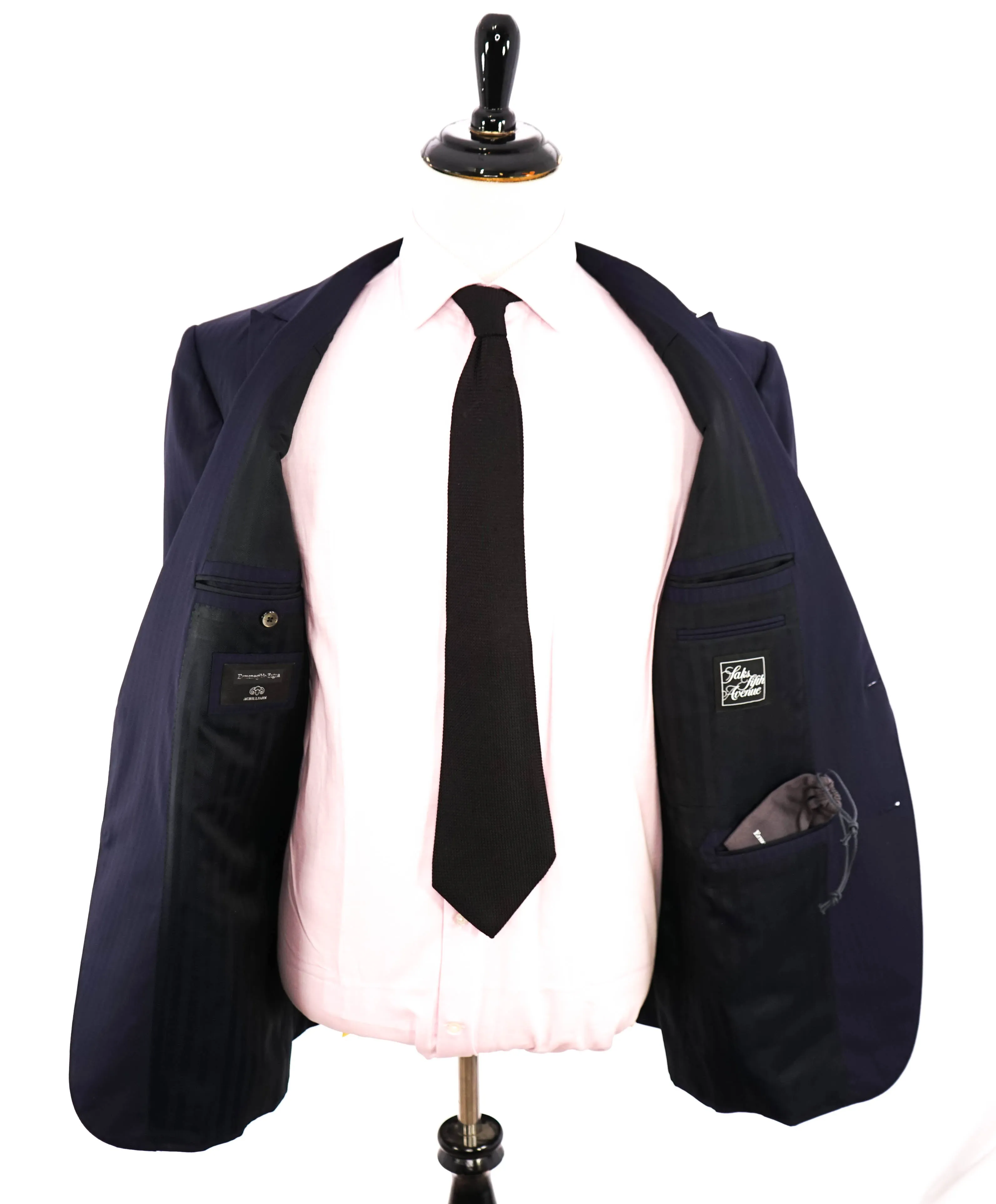 ERMENEGILDO ZEGNA -“ACHILLFARM" SILK Blend BLUE Tonal Textured Suit - 48R