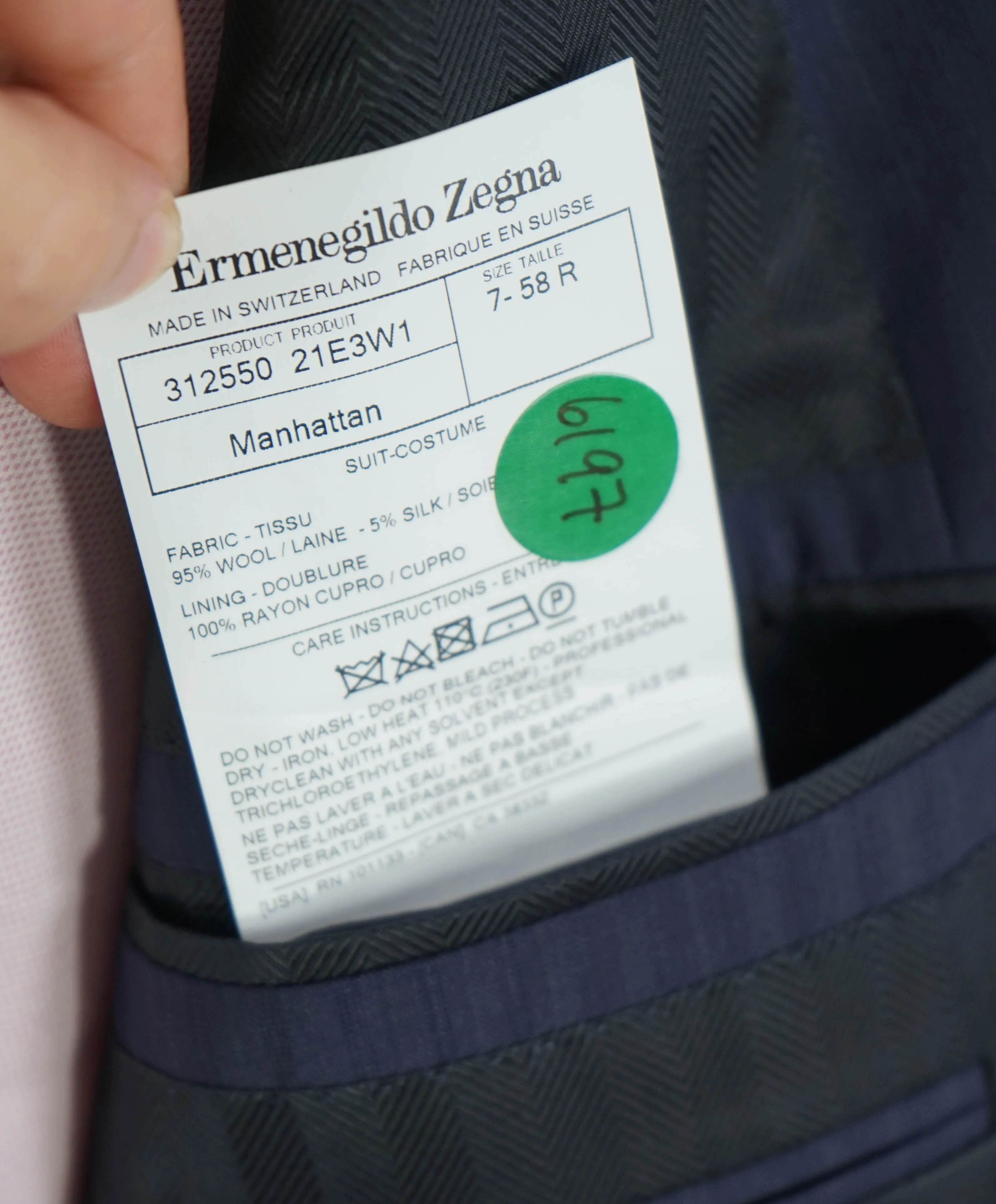 ERMENEGILDO ZEGNA -“ACHILLFARM" SILK Blend BLUE Tonal Textured Suit - 48R