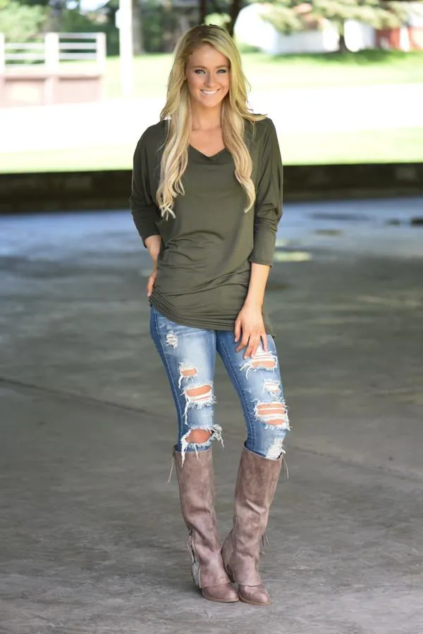 Essential Olive Dolman Top