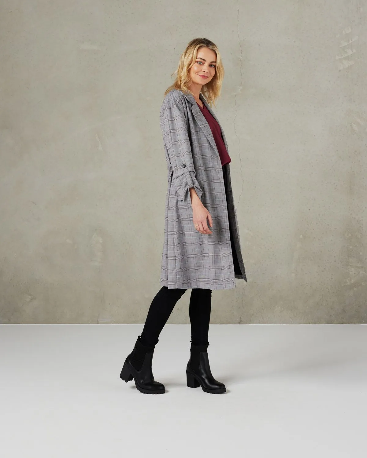 ET ALIA HUNTER COAT MIXED PLAID