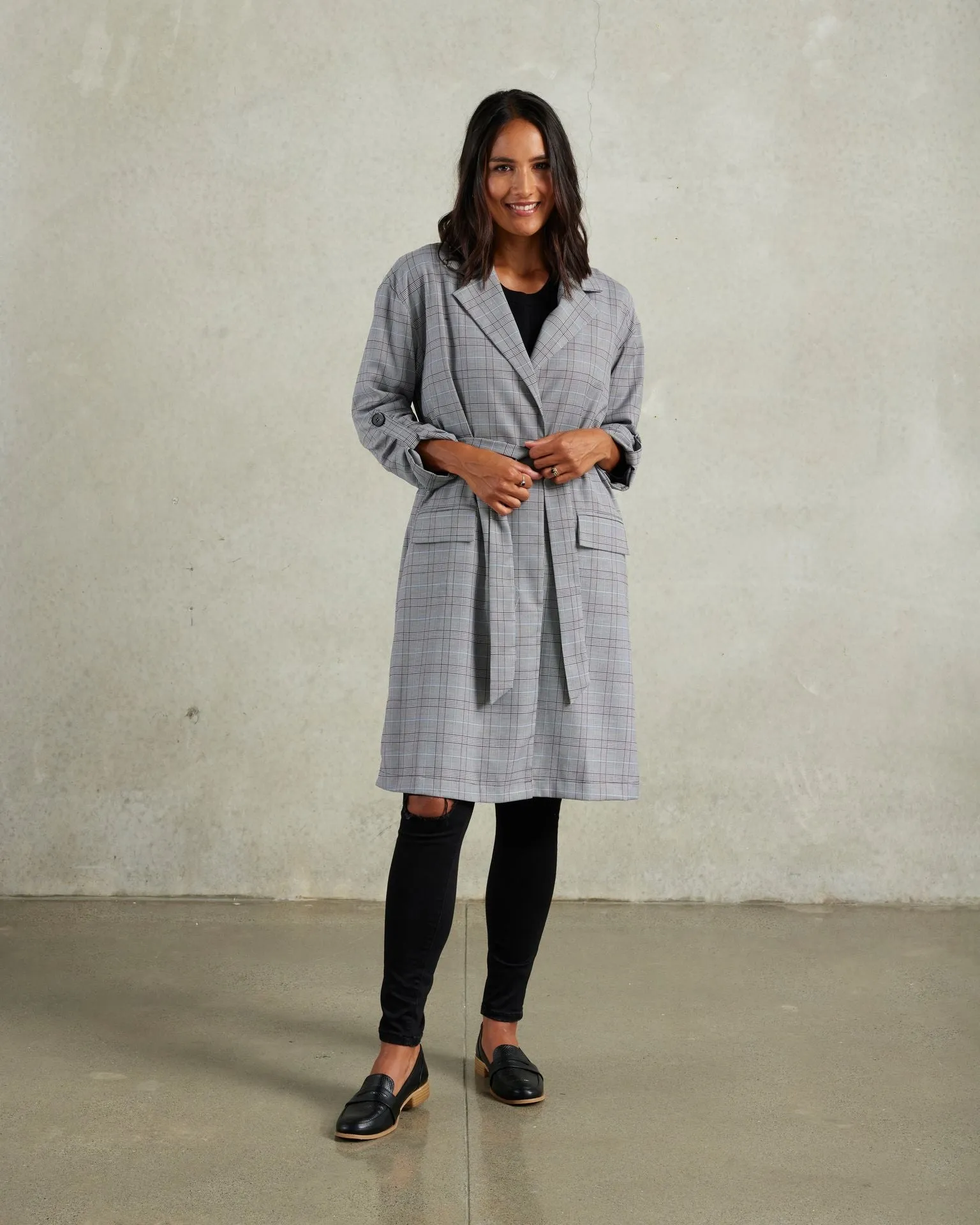 ET ALIA HUNTER COAT MIXED PLAID