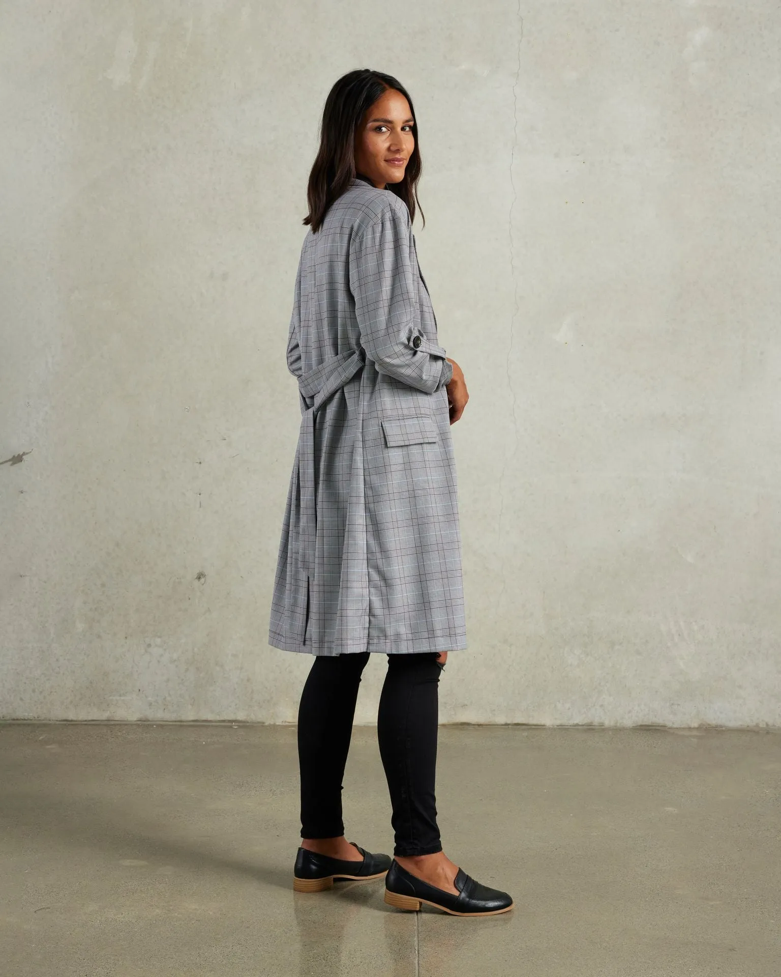ET ALIA HUNTER COAT MIXED PLAID