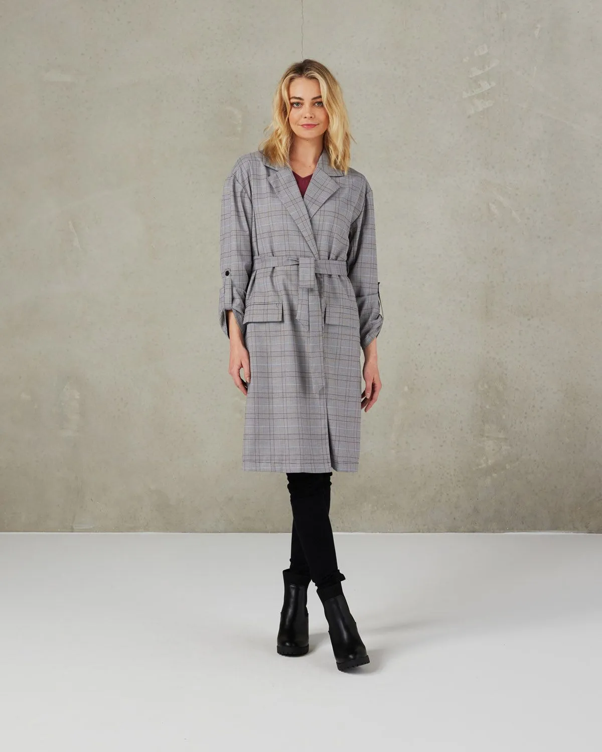 ET ALIA HUNTER COAT MIXED PLAID