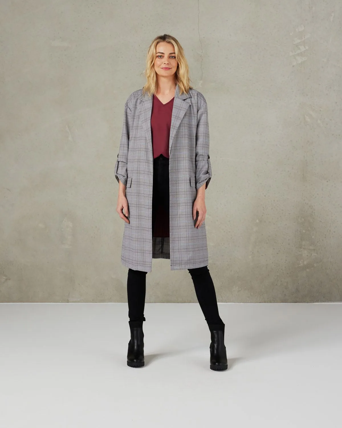 ET ALIA HUNTER COAT MIXED PLAID