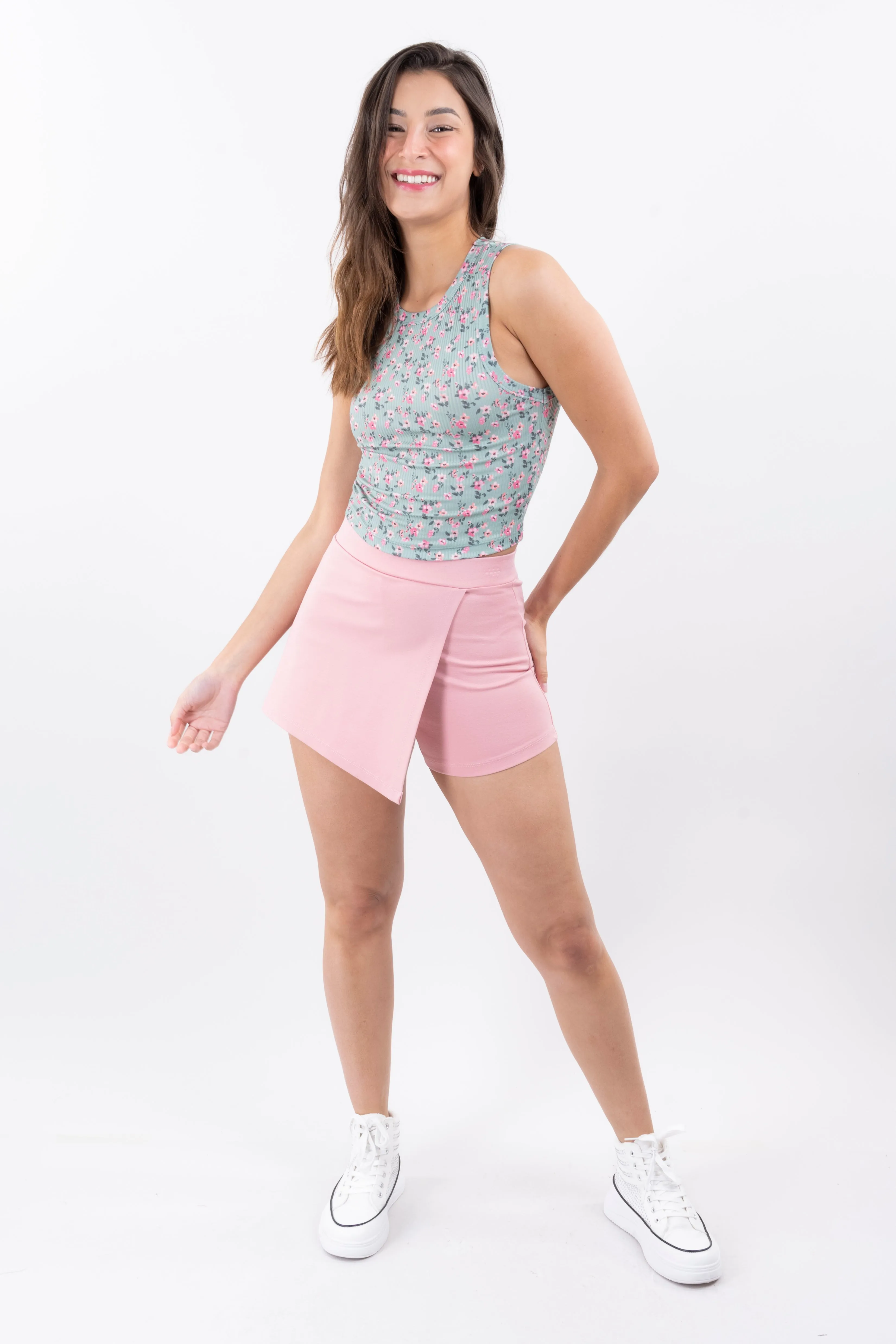Falda Short Liso Asimétrico