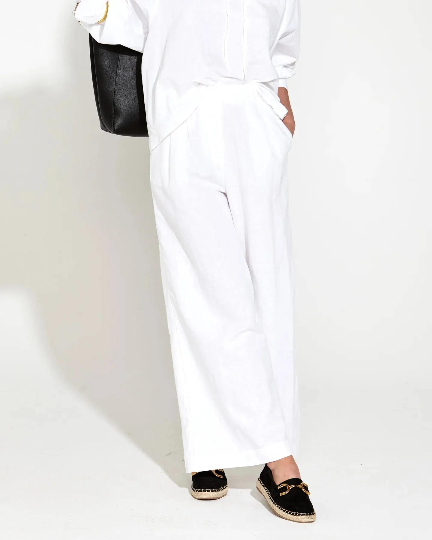 Fate & Becker - Heritage Linen Wide Leg Pant - White