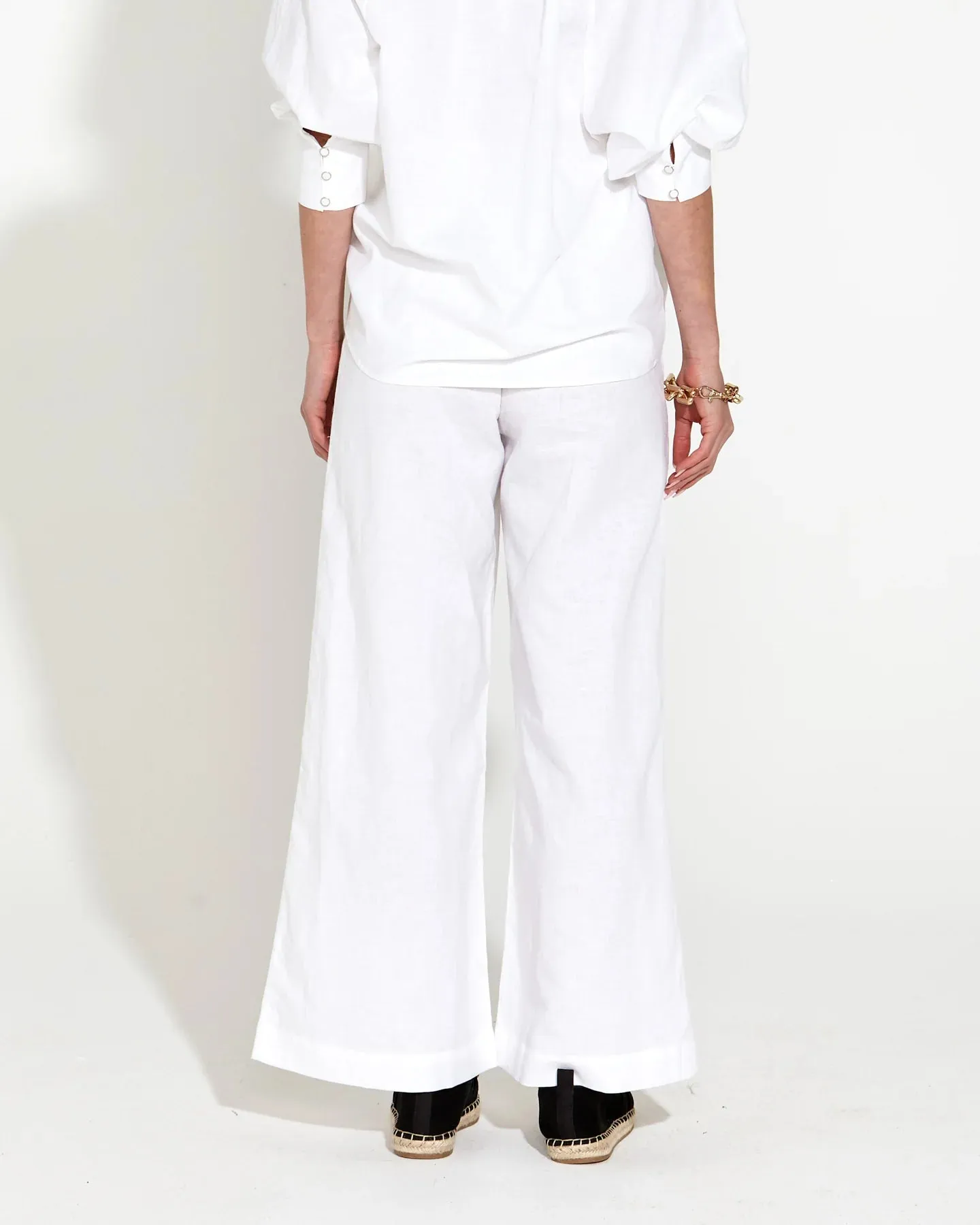 Fate & Becker - Heritage Linen Wide Leg Pant - White