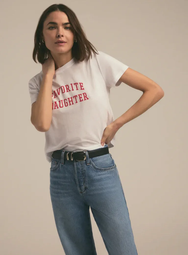 Favorite Daughter Cropped Tee White/Red
