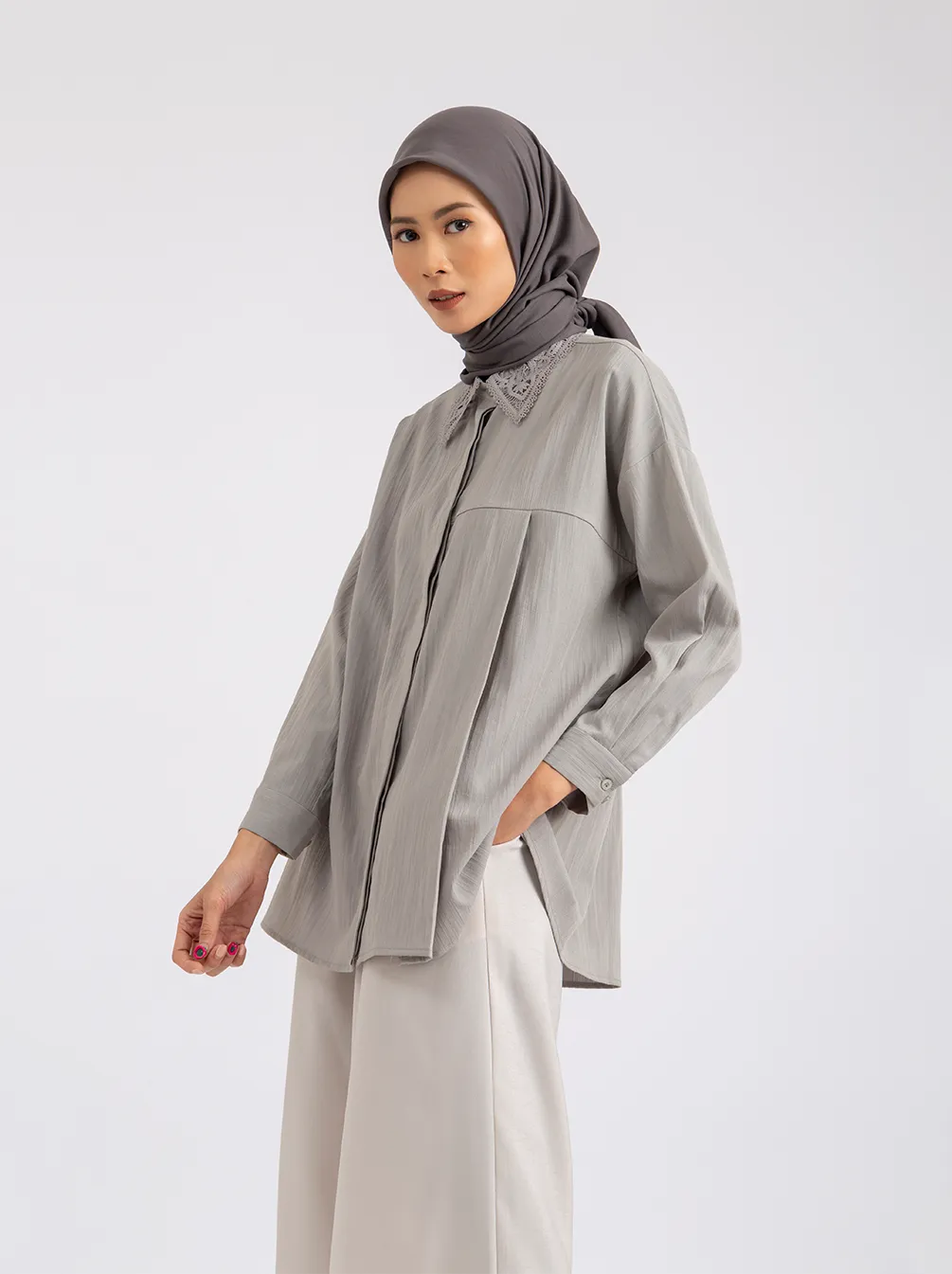 FEBE TOP PLAIN GLACIER GREY