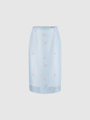 Floral Sheer Straight Skirts