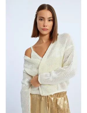 Flower Crochet Open Cardigan