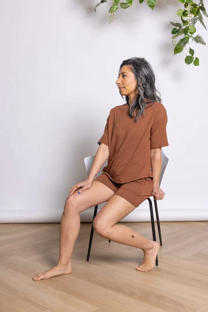 French Terry Boxy Tee in Walnut