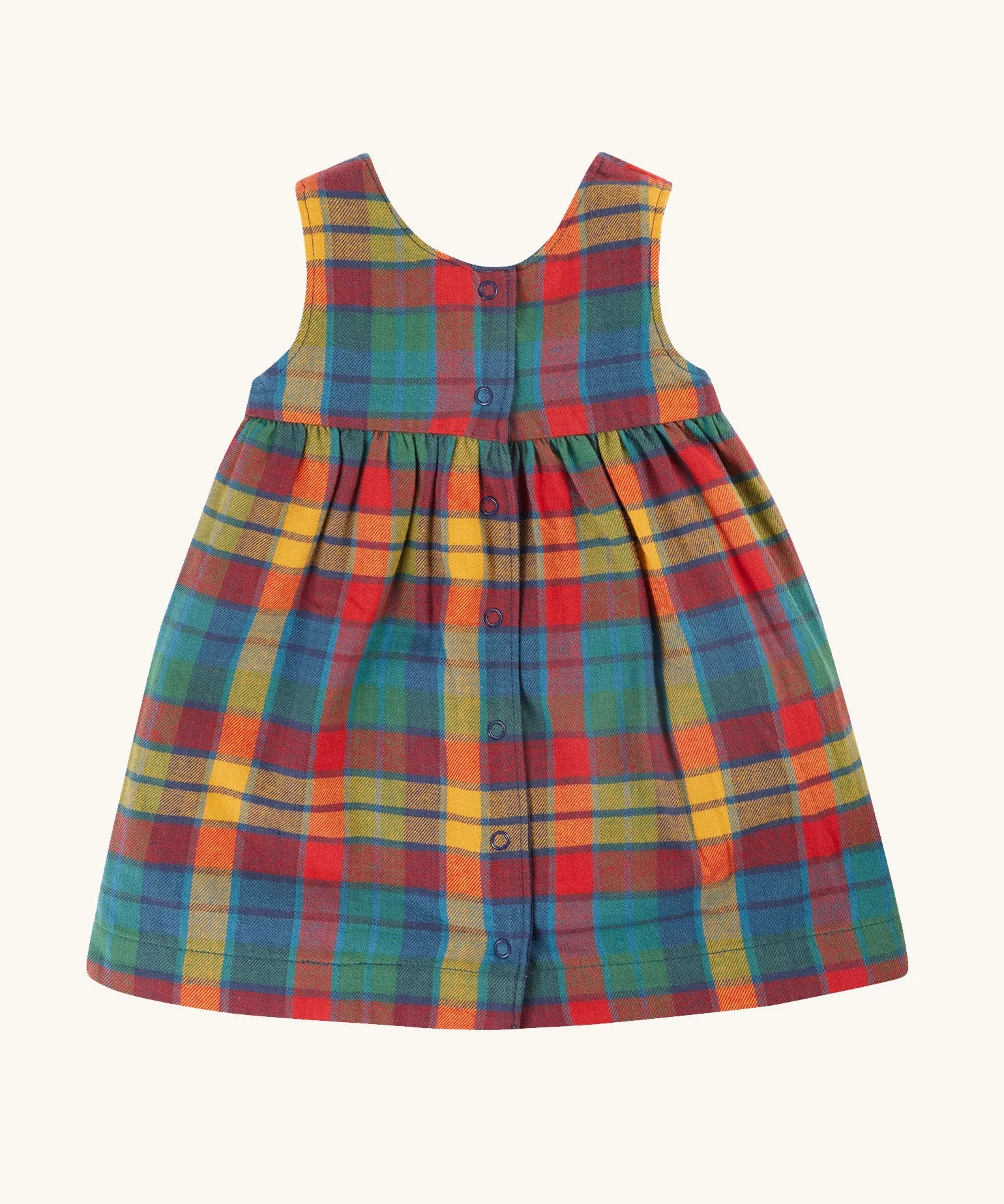 Frugi Inara Cord Reversible Dress - Navy Blue/Rainbow Check