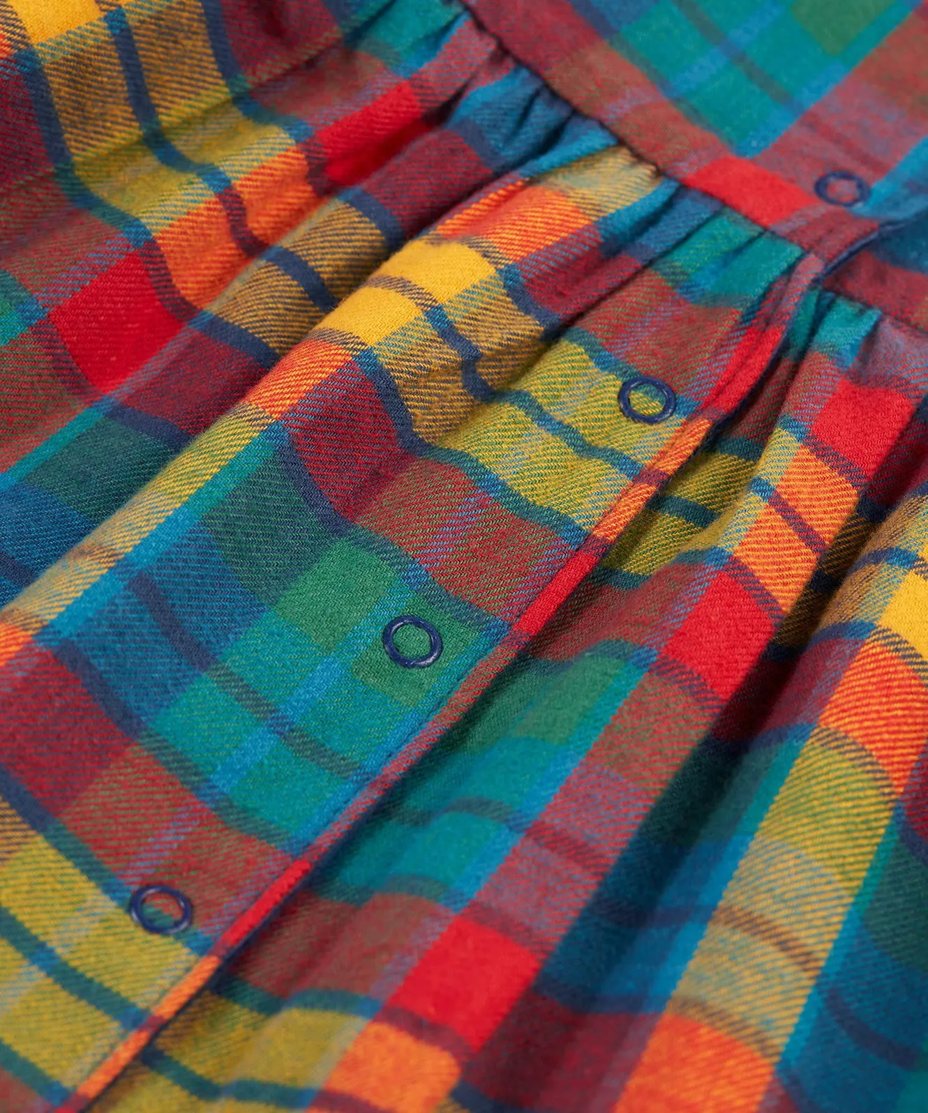 Frugi Inara Cord Reversible Dress - Navy Blue/Rainbow Check