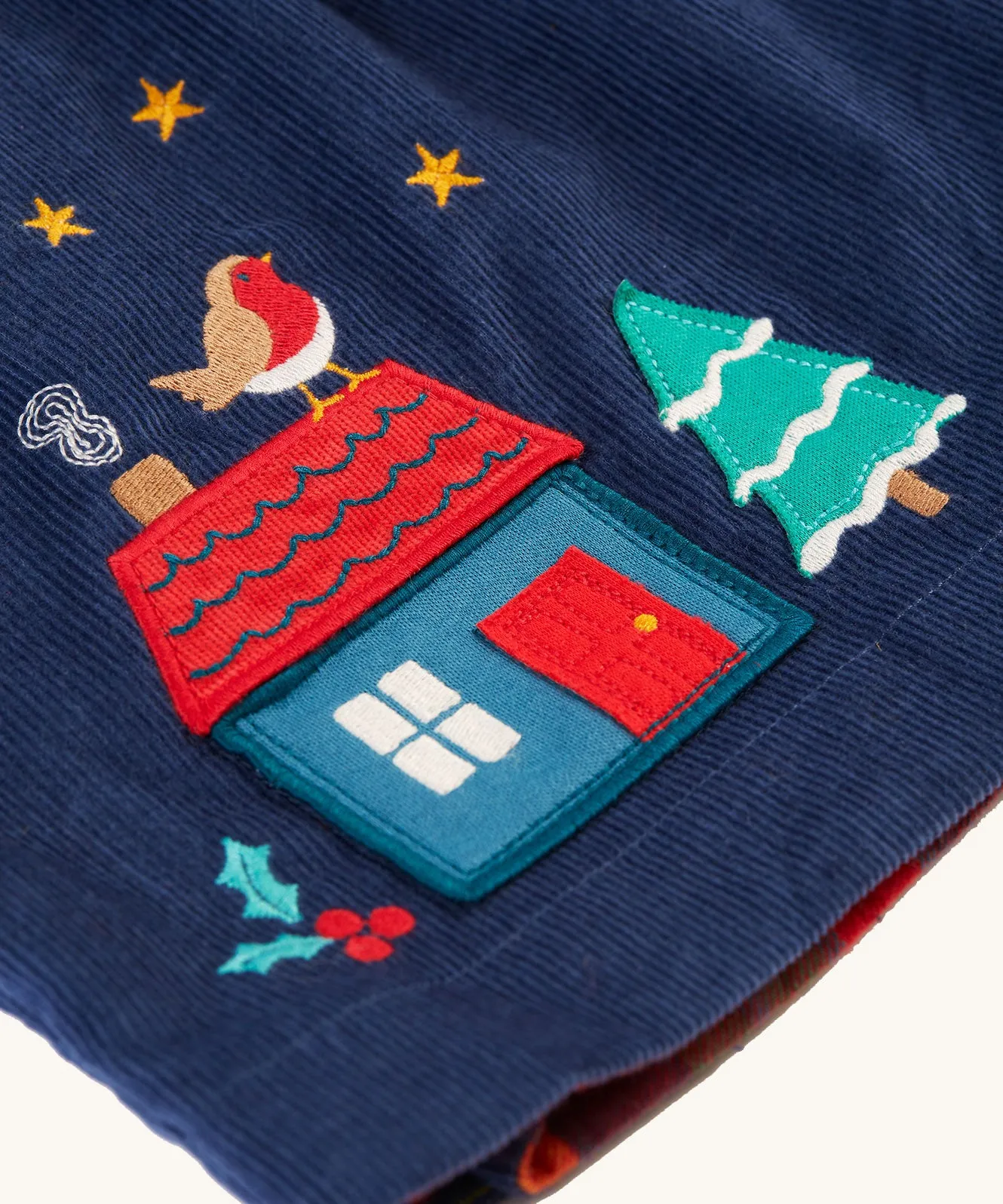 Frugi Inara Cord Reversible Dress - Navy Blue/Rainbow Check