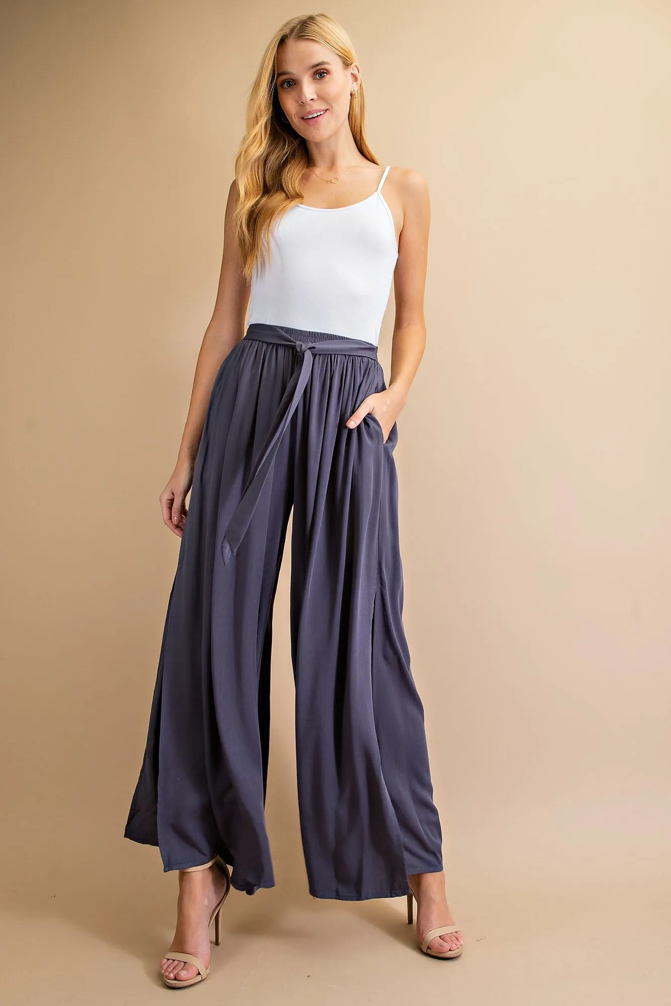FSP5383-STK Solid long wide leg pants 6PK UNIT PRICE: $11