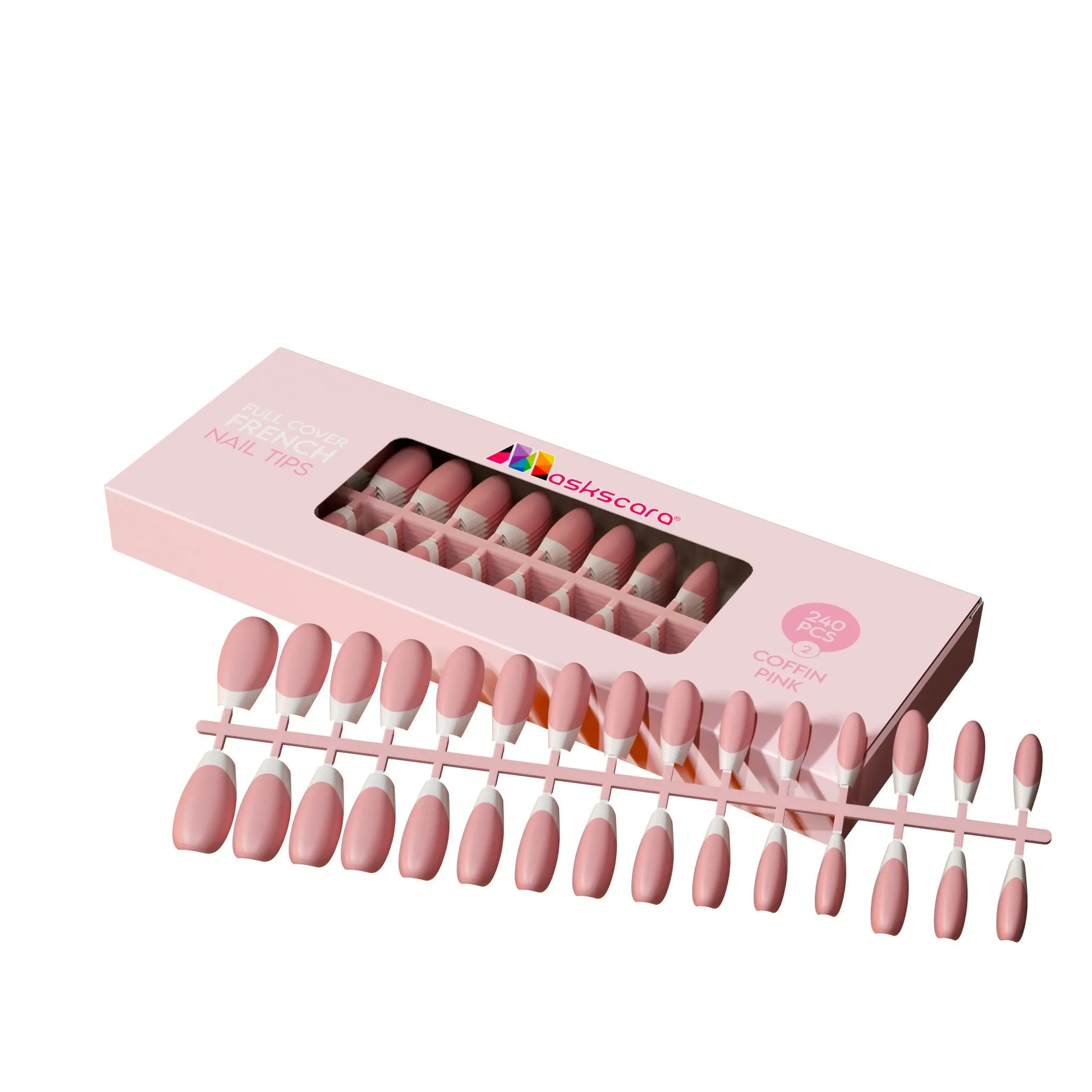Full Cover French - Coffin Pink Tips (2)