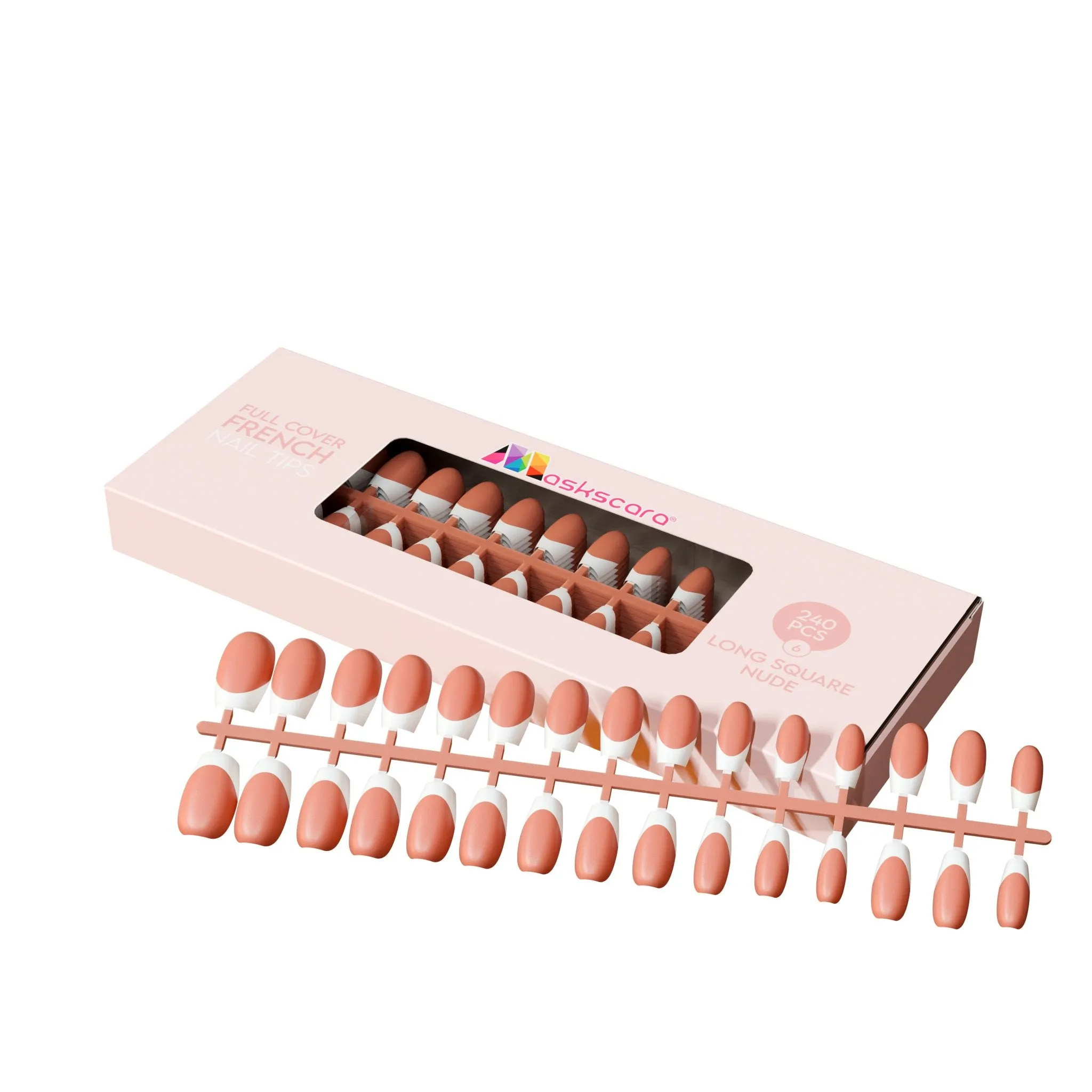 Full Cover French - Long Square Nude Tips (6)