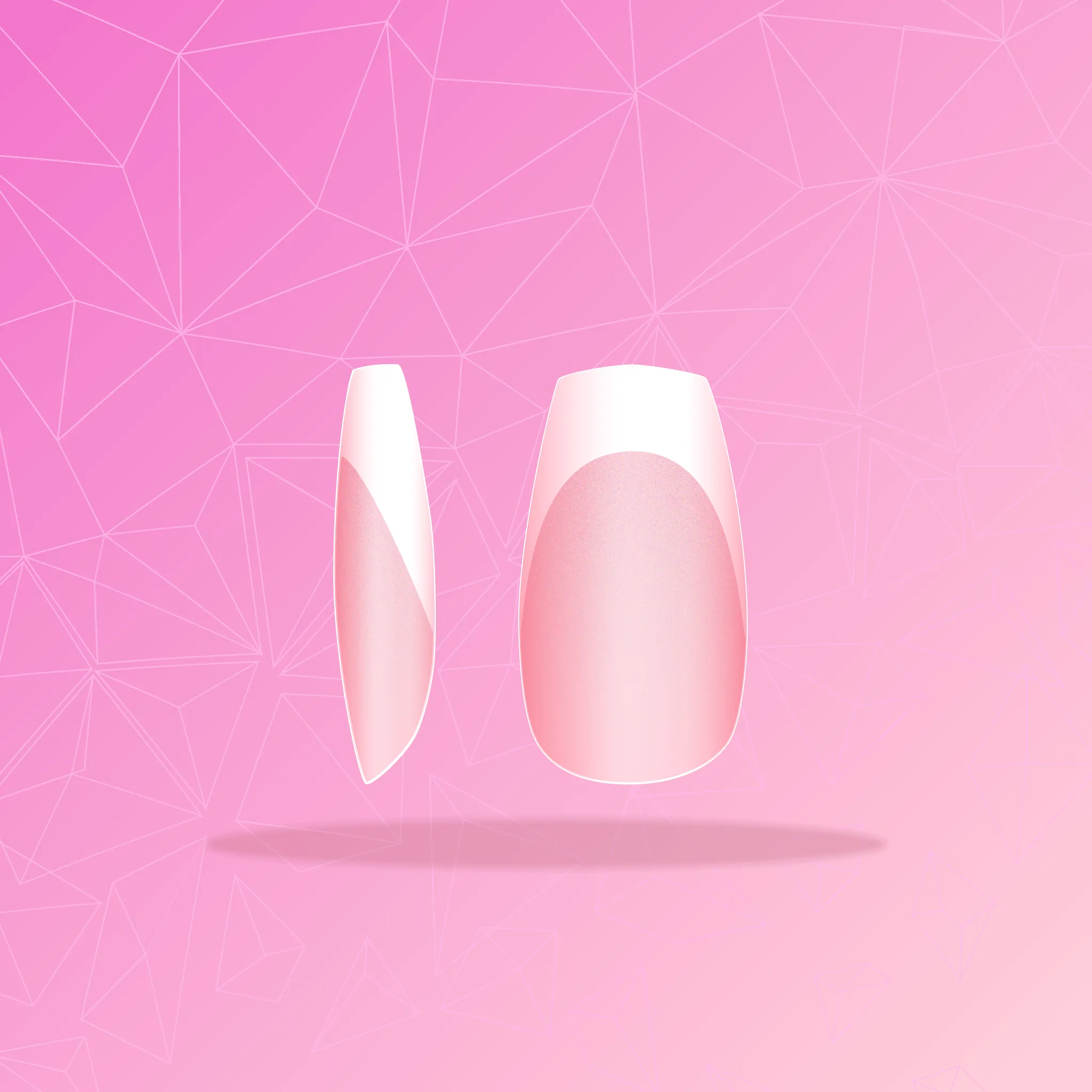 Full Cover French - Long Square Pink Tips (7)