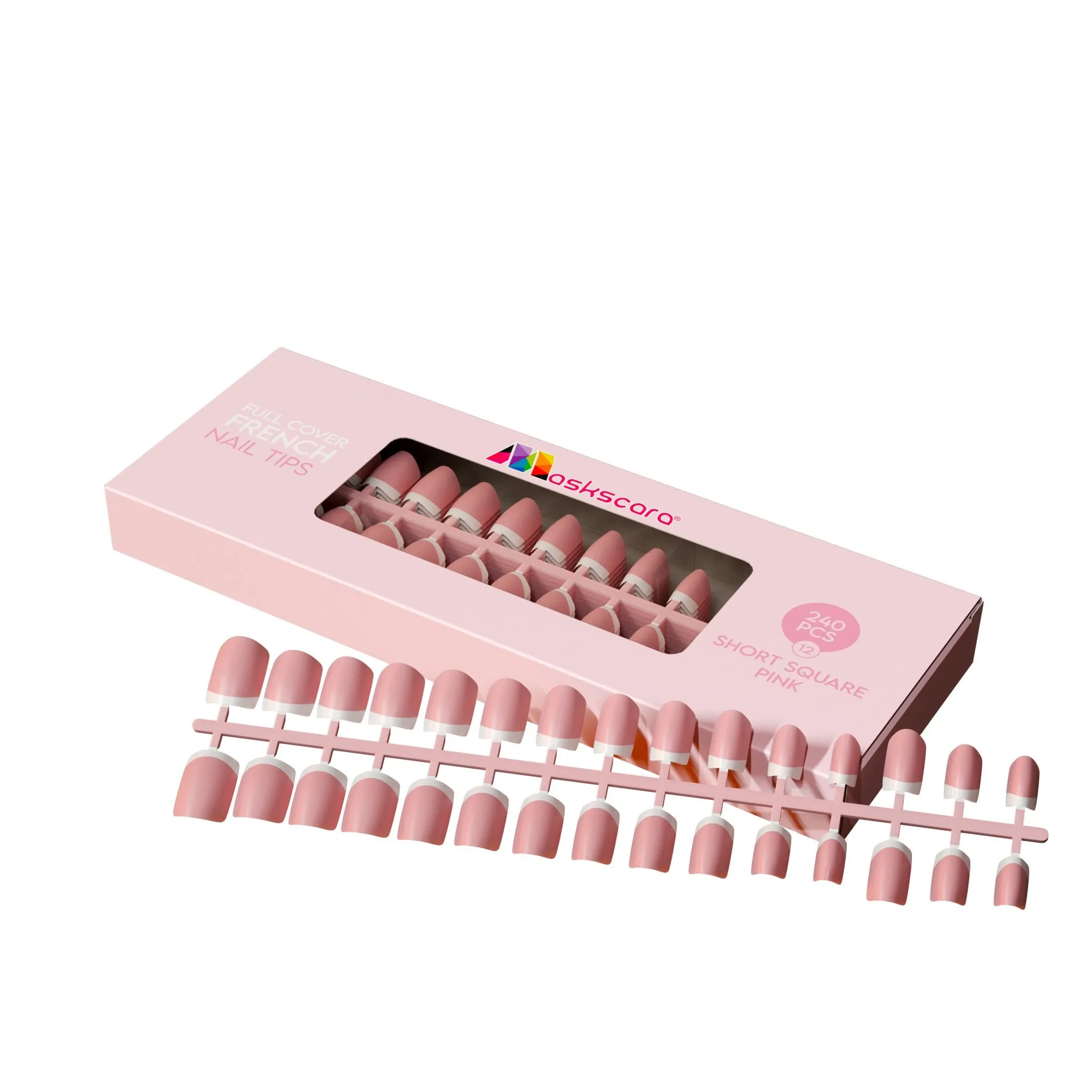 Full Cover French - Short Square Pink Tips (12)