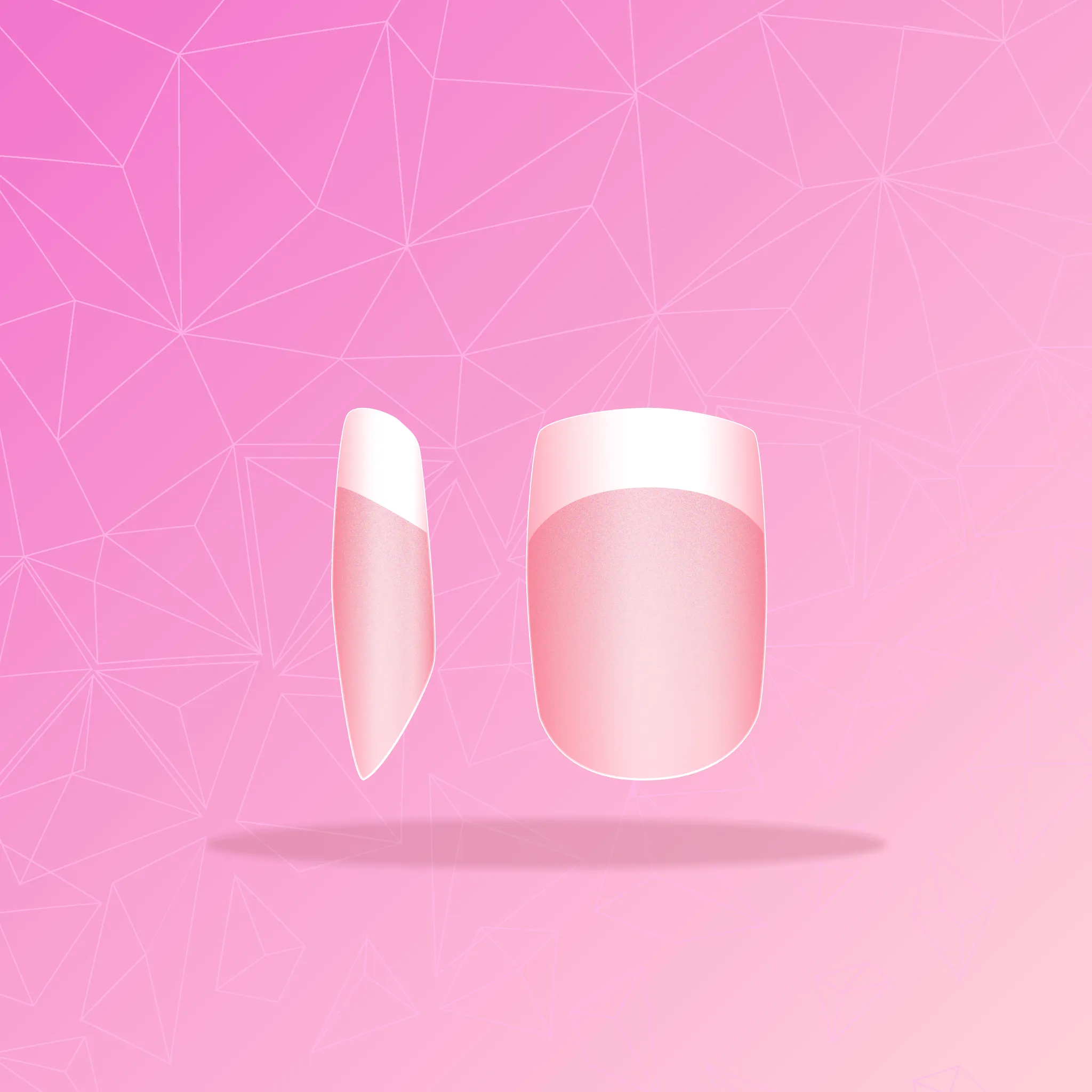 Full Cover French - Short Square Pink Tips (12)