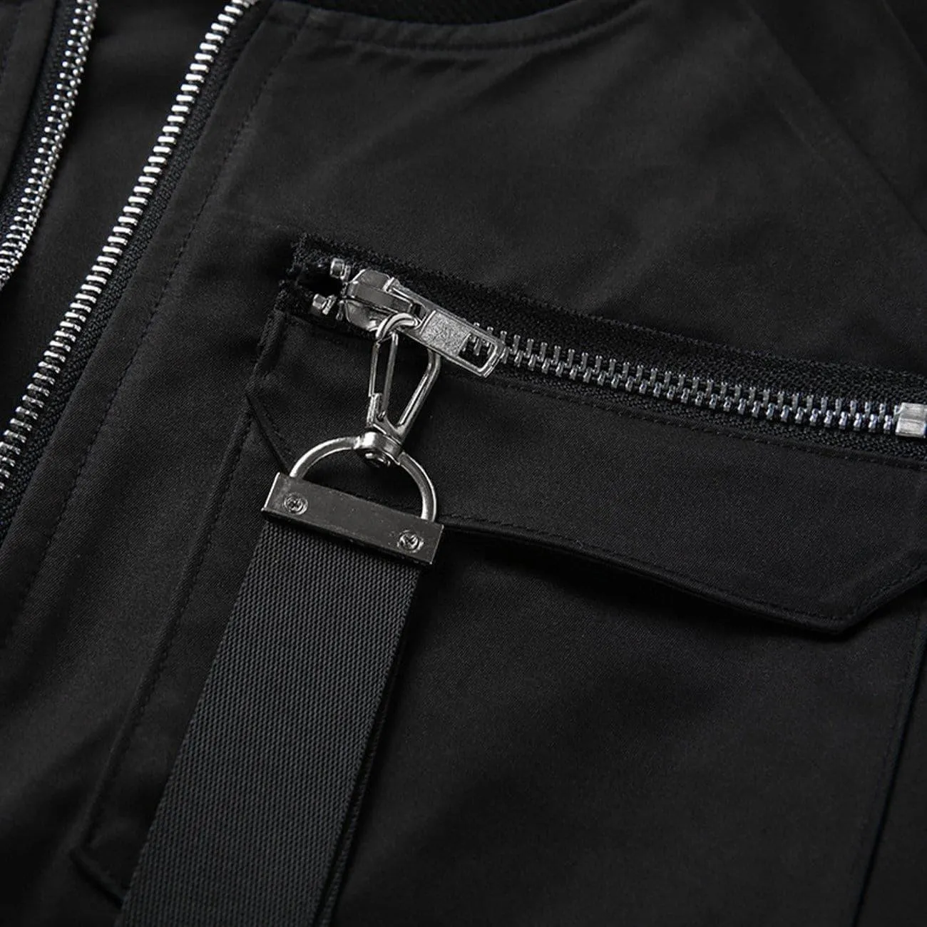 Function Fake Zipper Ribbon Jacket