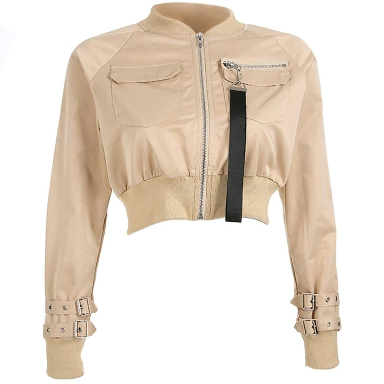 Function Fake Zipper Ribbon Jacket