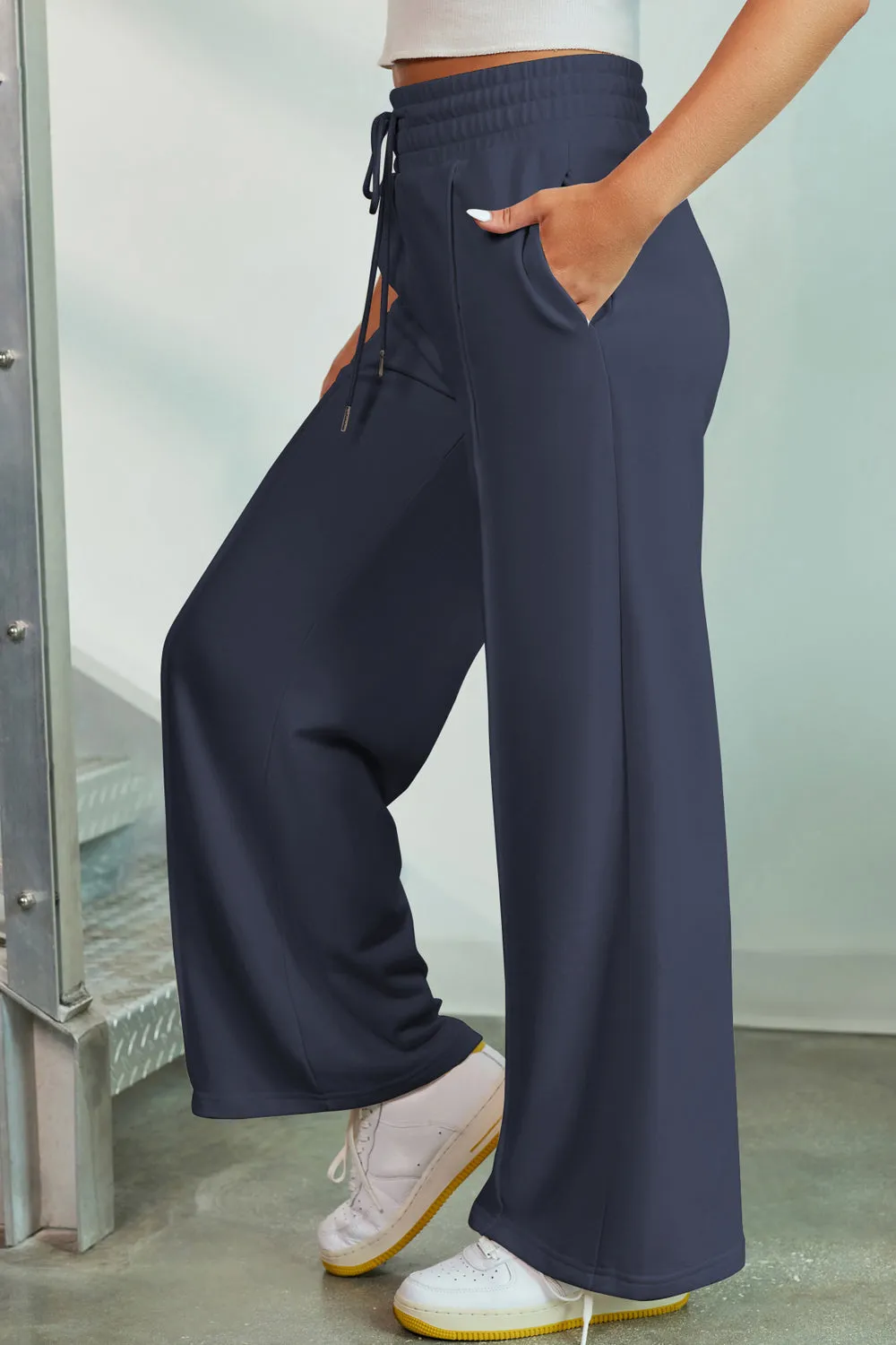 Gage Drawstring Wide Leg Pants with Pockets