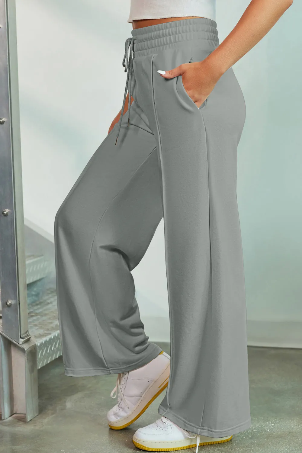 Gage Drawstring Wide Leg Pants with Pockets