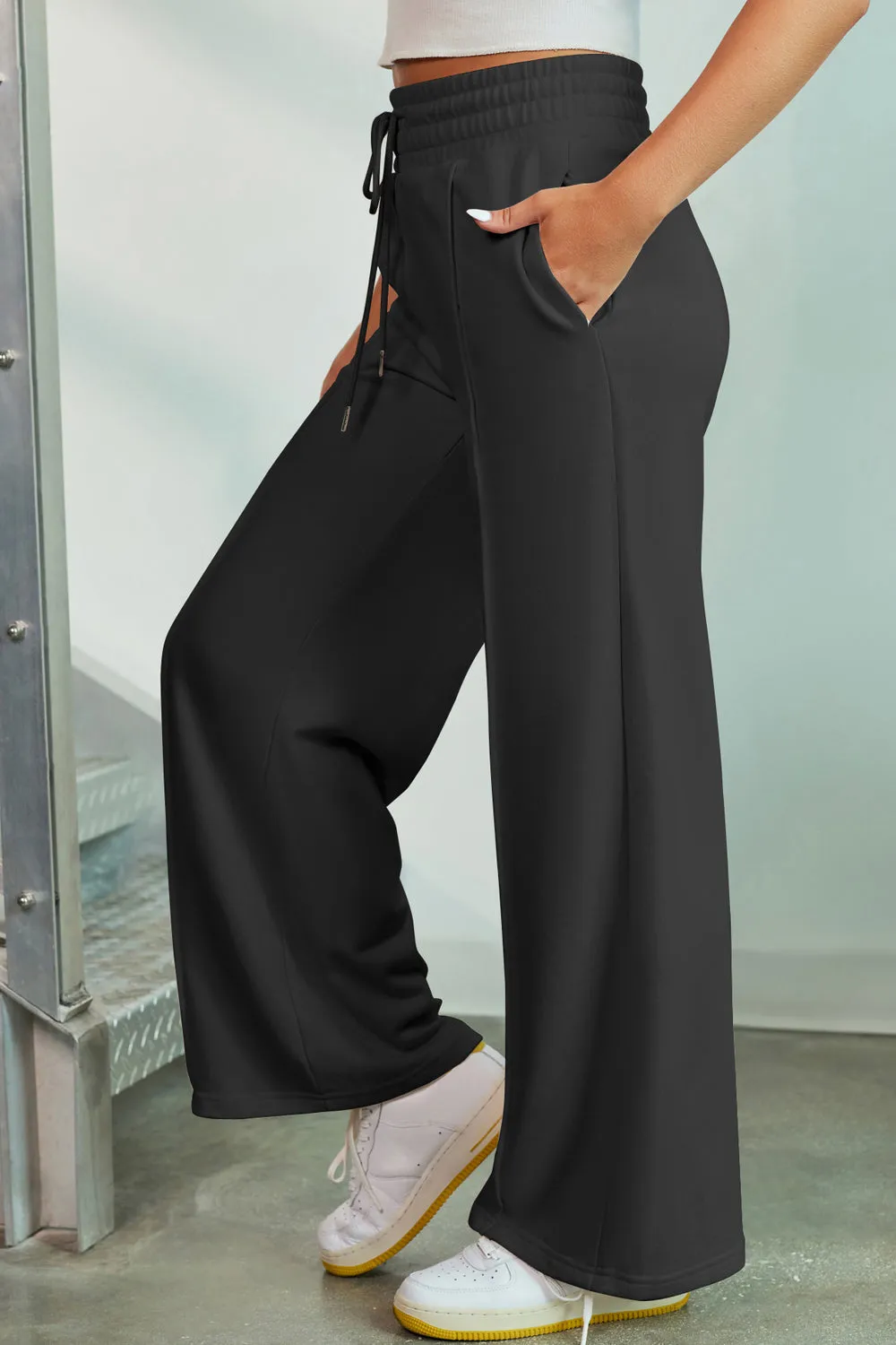 Gage Drawstring Wide Leg Pants with Pockets