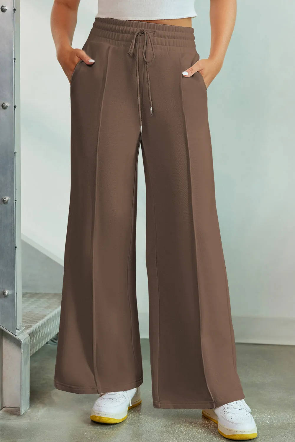 Gage Drawstring Wide Leg Pants with Pockets