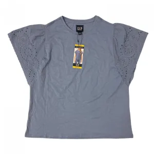 Gap Women's Eyelet Flutter Short Sleeve Scoop Neck Shirt QLT50285