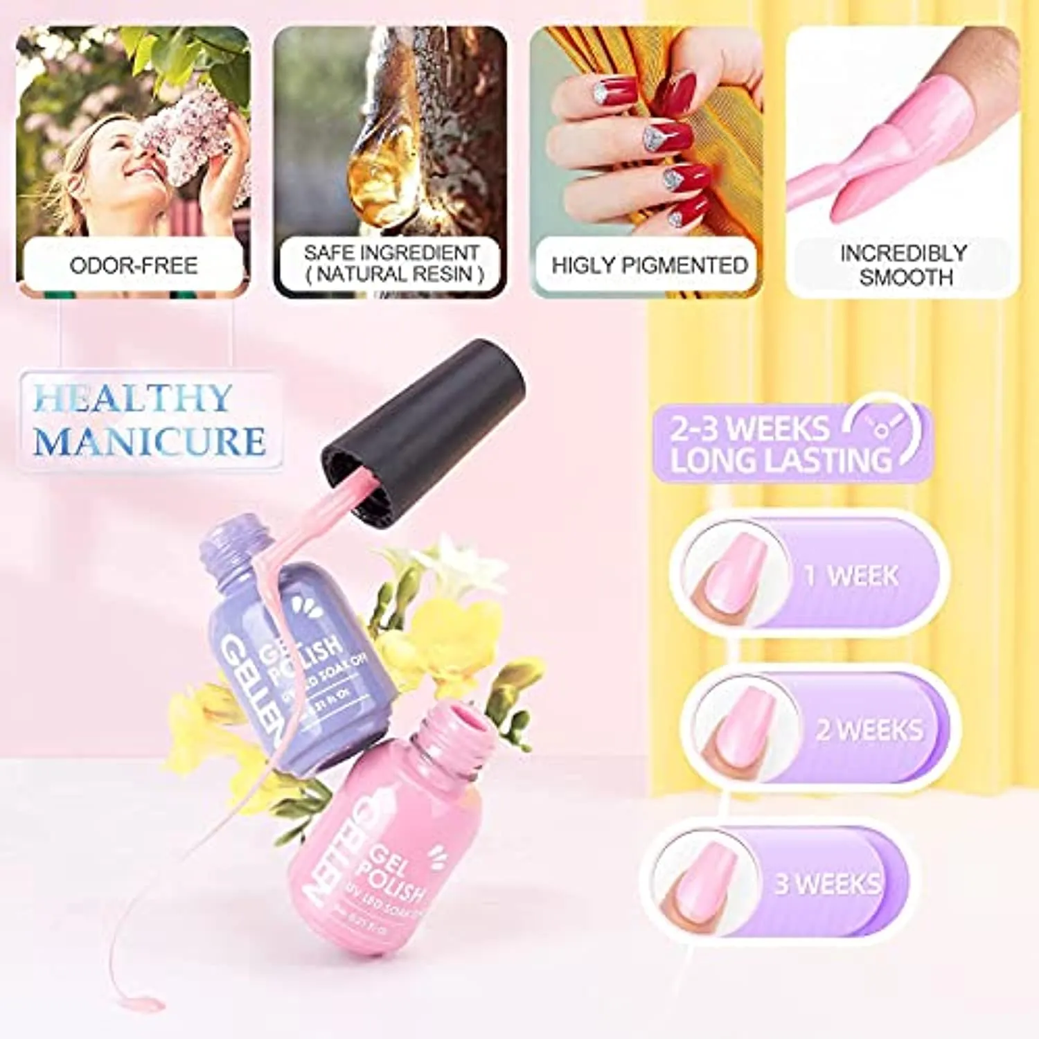 Gellen 36 Colors Gel Nail Polish Kit - With Top&Base Coat Matte Top Coat, Popular Ranbow Nail Gel Polish Colors, Nude & Glitters Nail Gel Polish Colors, Salon/Home Gel Manicure Holiday Gift Set