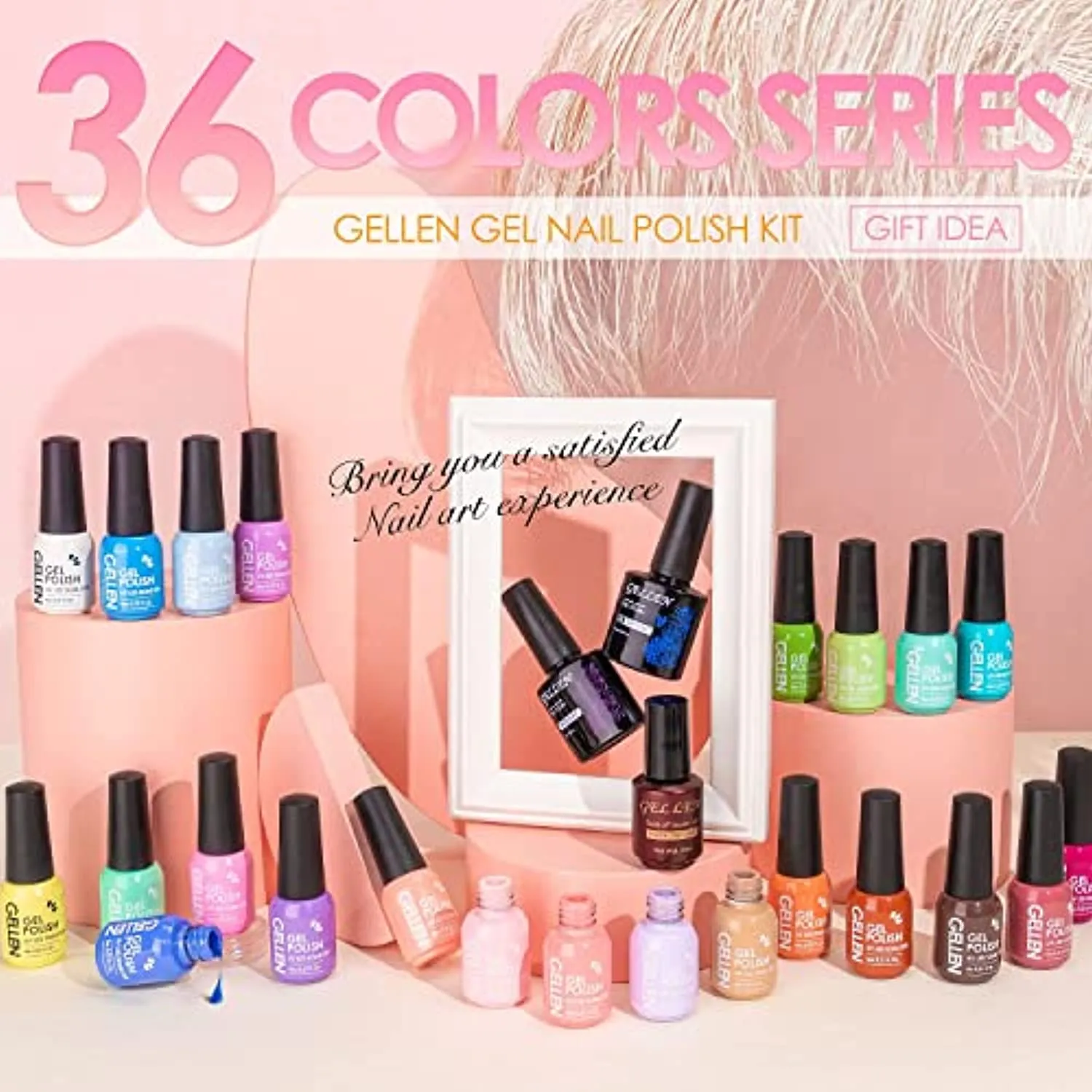 Gellen 36 Colors Gel Nail Polish Kit - With Top&Base Coat Matte Top Coat, Popular Ranbow Nail Gel Polish Colors, Nude & Glitters Nail Gel Polish Colors, Salon/Home Gel Manicure Holiday Gift Set