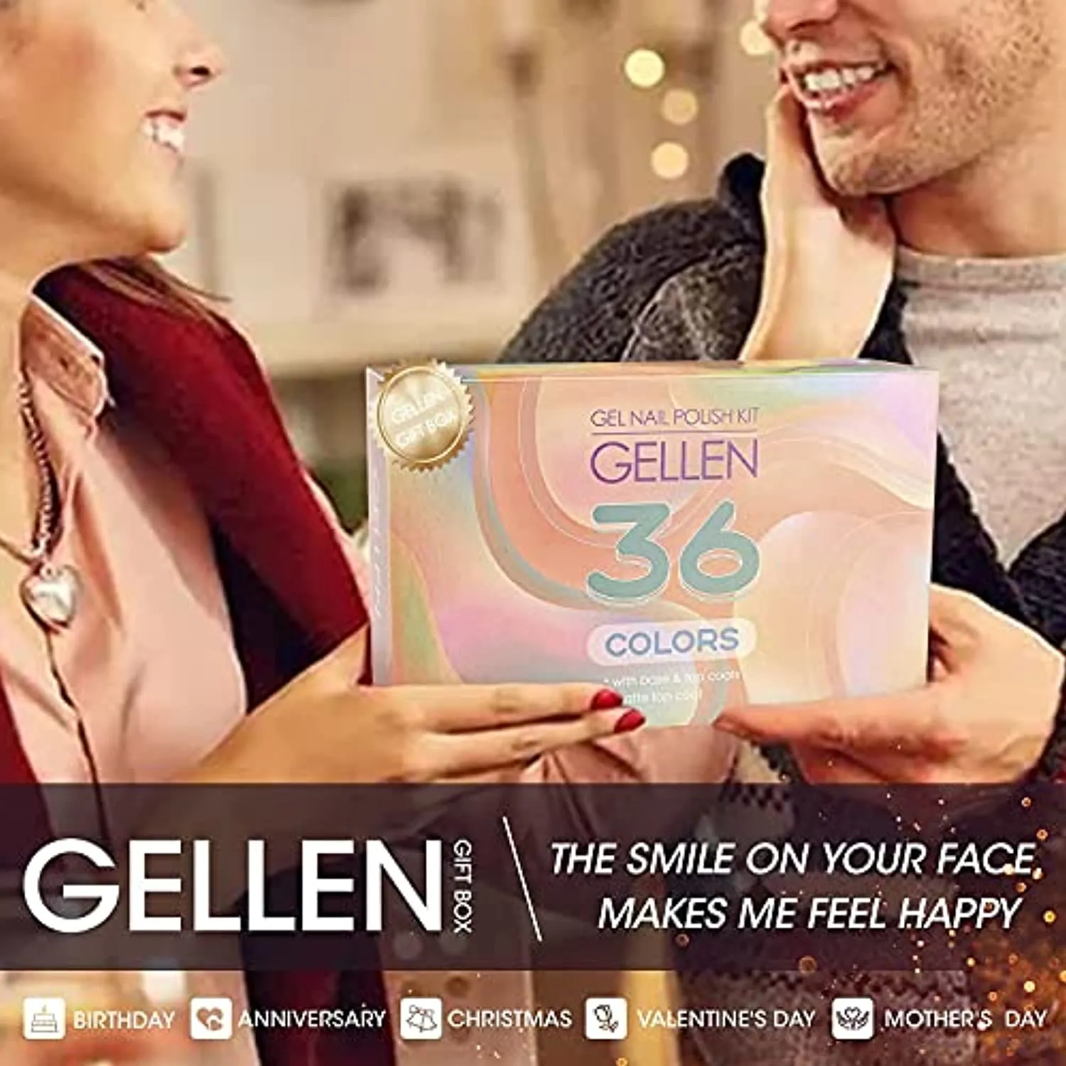 Gellen 36 Colors Gel Nail Polish Kit - With Top&Base Coat Matte Top Coat, Popular Ranbow Nail Gel Polish Colors, Nude & Glitters Nail Gel Polish Colors, Salon/Home Gel Manicure Holiday Gift Set