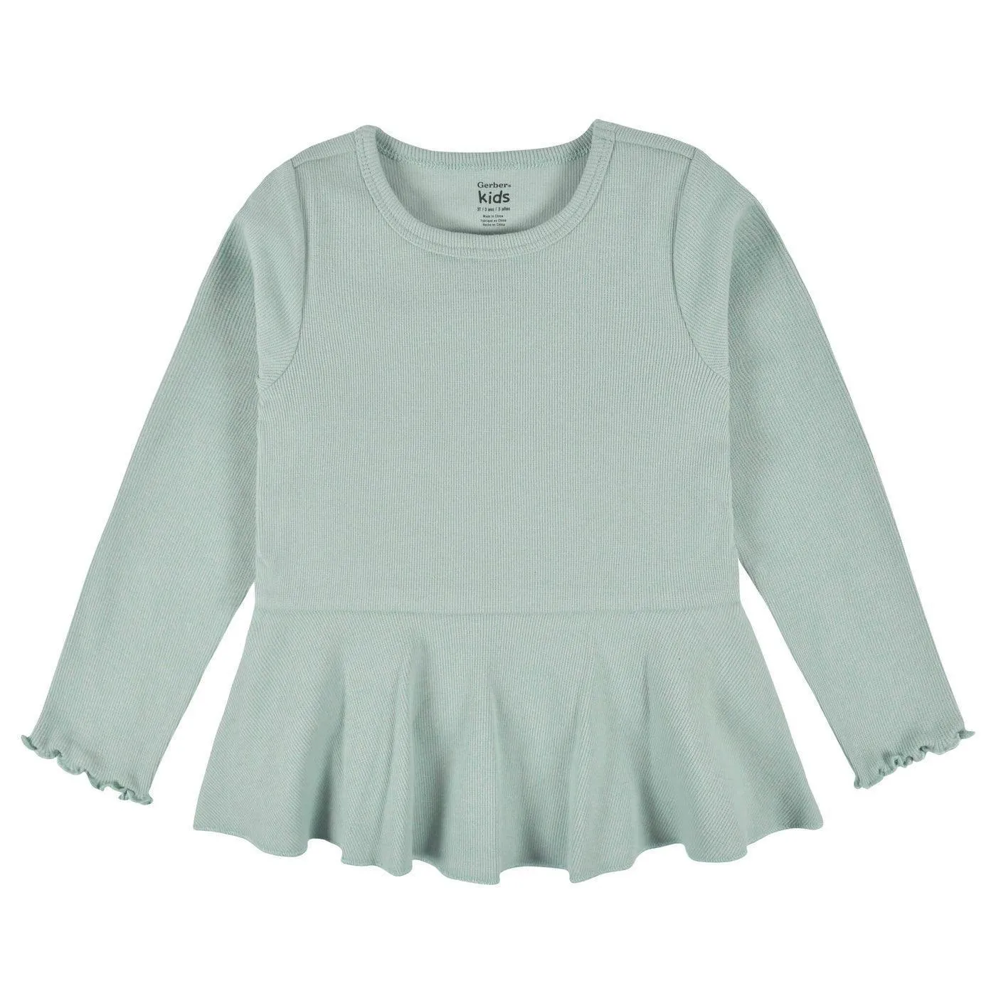 Gerber 2-Pack Toddler Girls Green Floral Peplum Tops (2-5t)