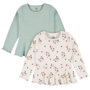 Gerber 2-Pack Toddler Girls Green Floral Peplum Tops (2-5t)