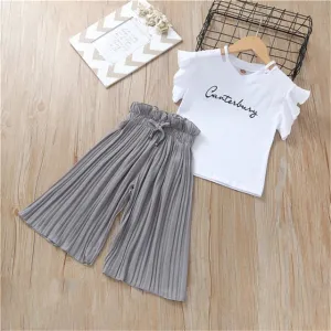 Girls Clothing Sets T-shirt  Wide Leg Pants Suits