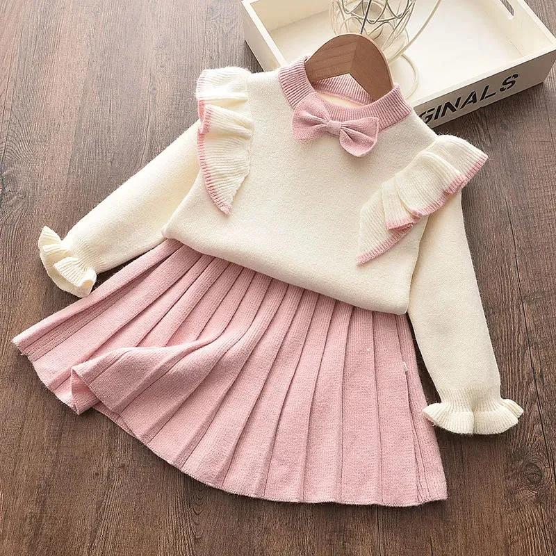 Girls Winter Clothes Set Autumn Plaid Sweater