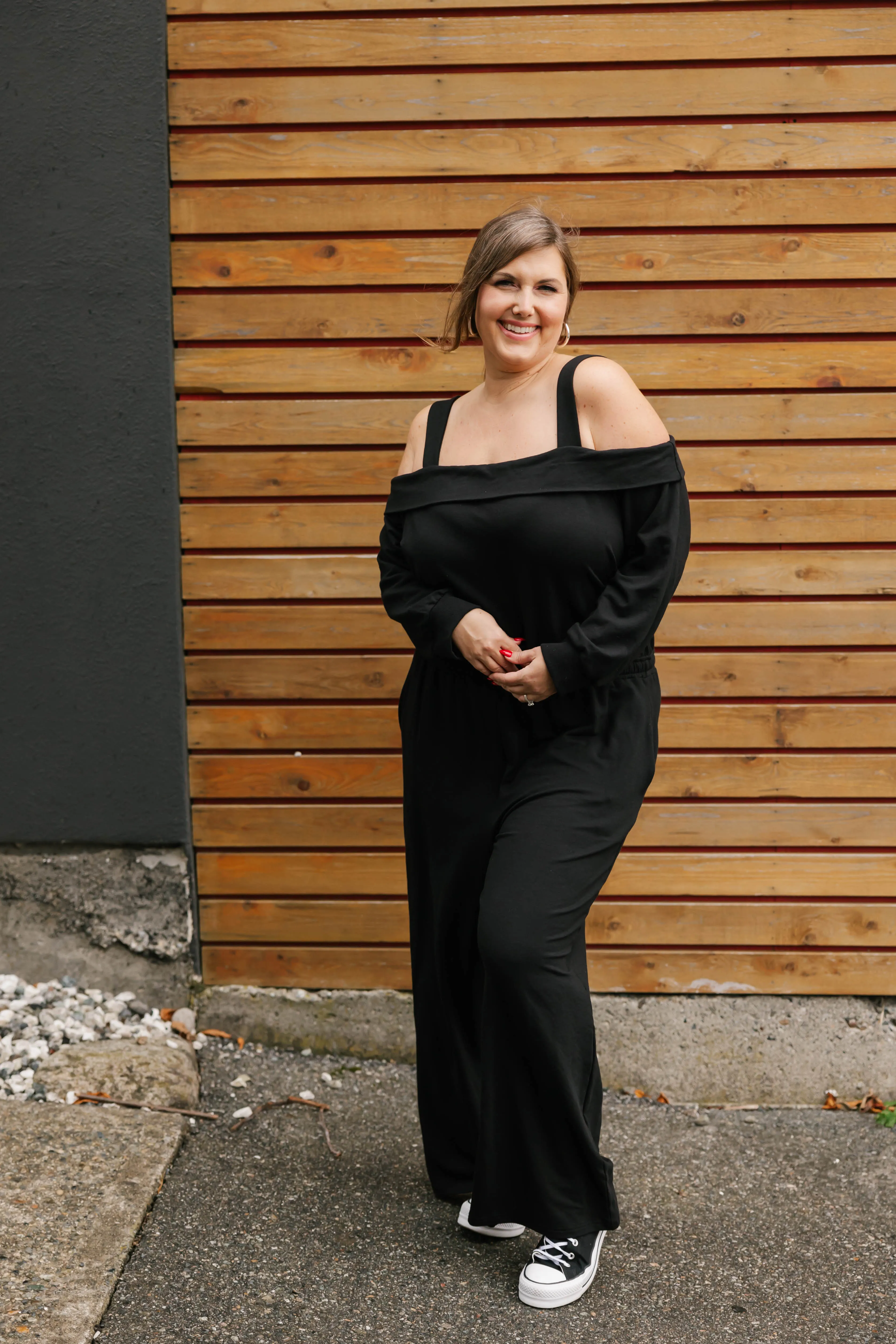 Giselle Wide Leg Romper in Midnight Black