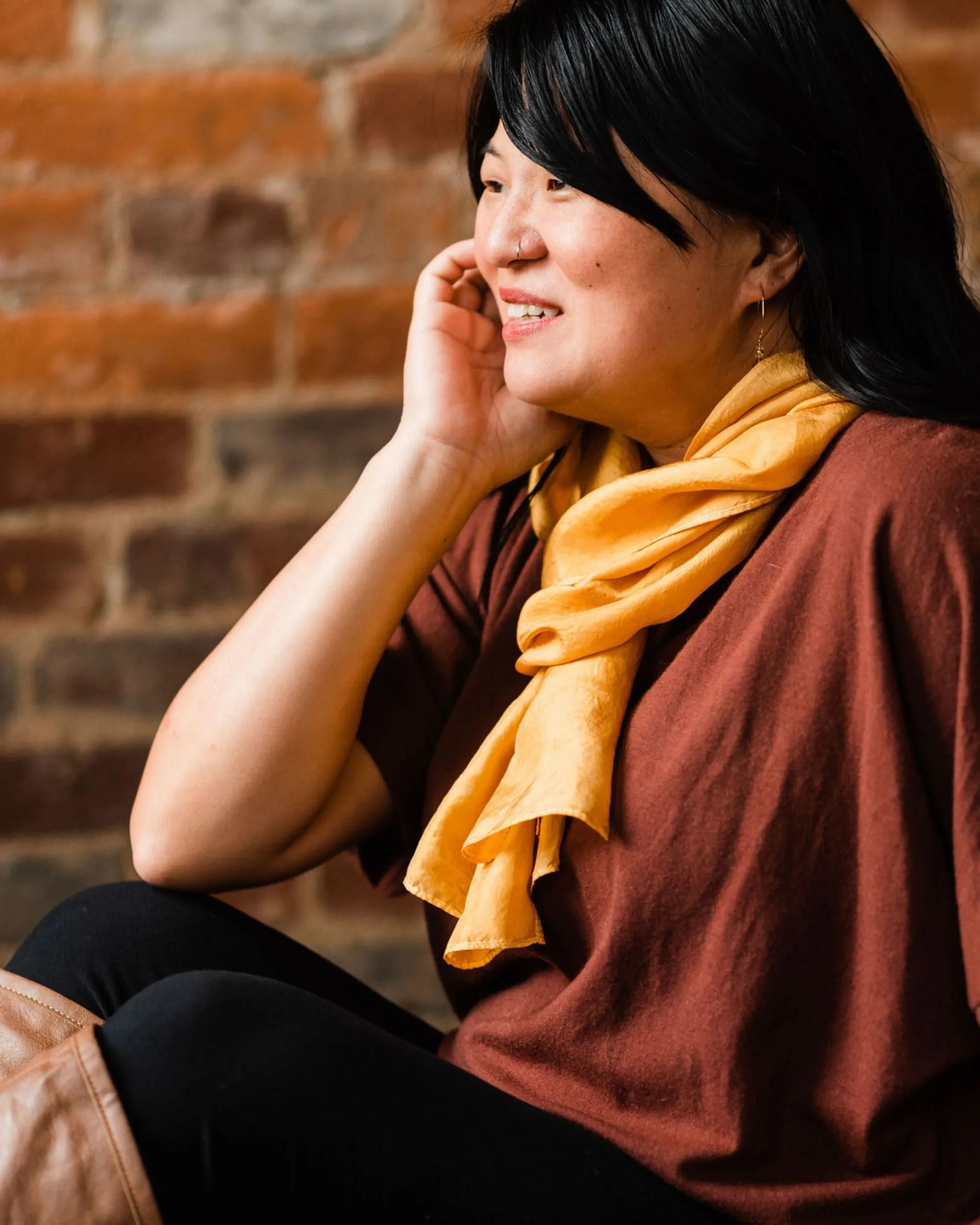 Golden Ochre Silk Scarf - November