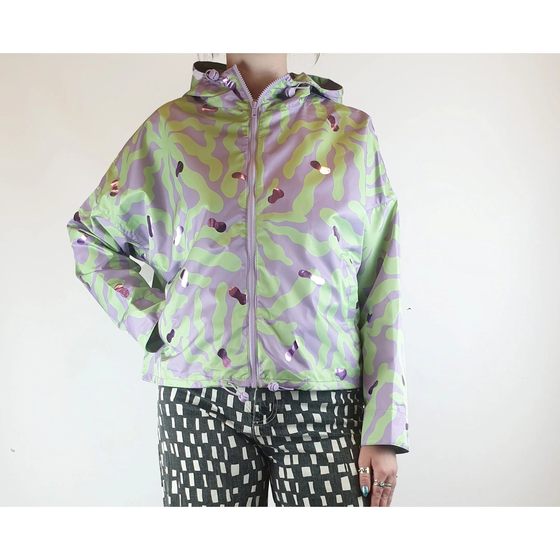 Gorman green and purple print raincoat size 12