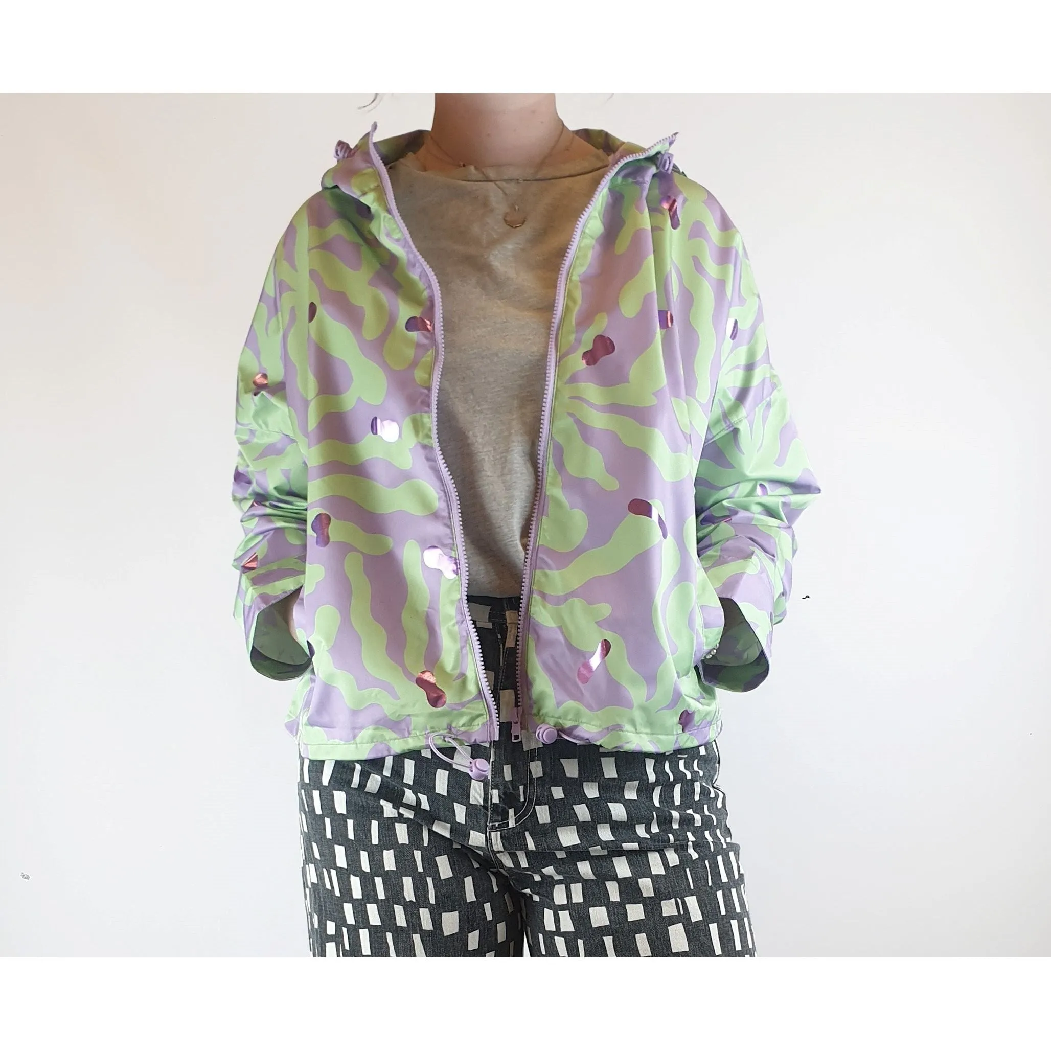 Gorman green and purple print raincoat size 12